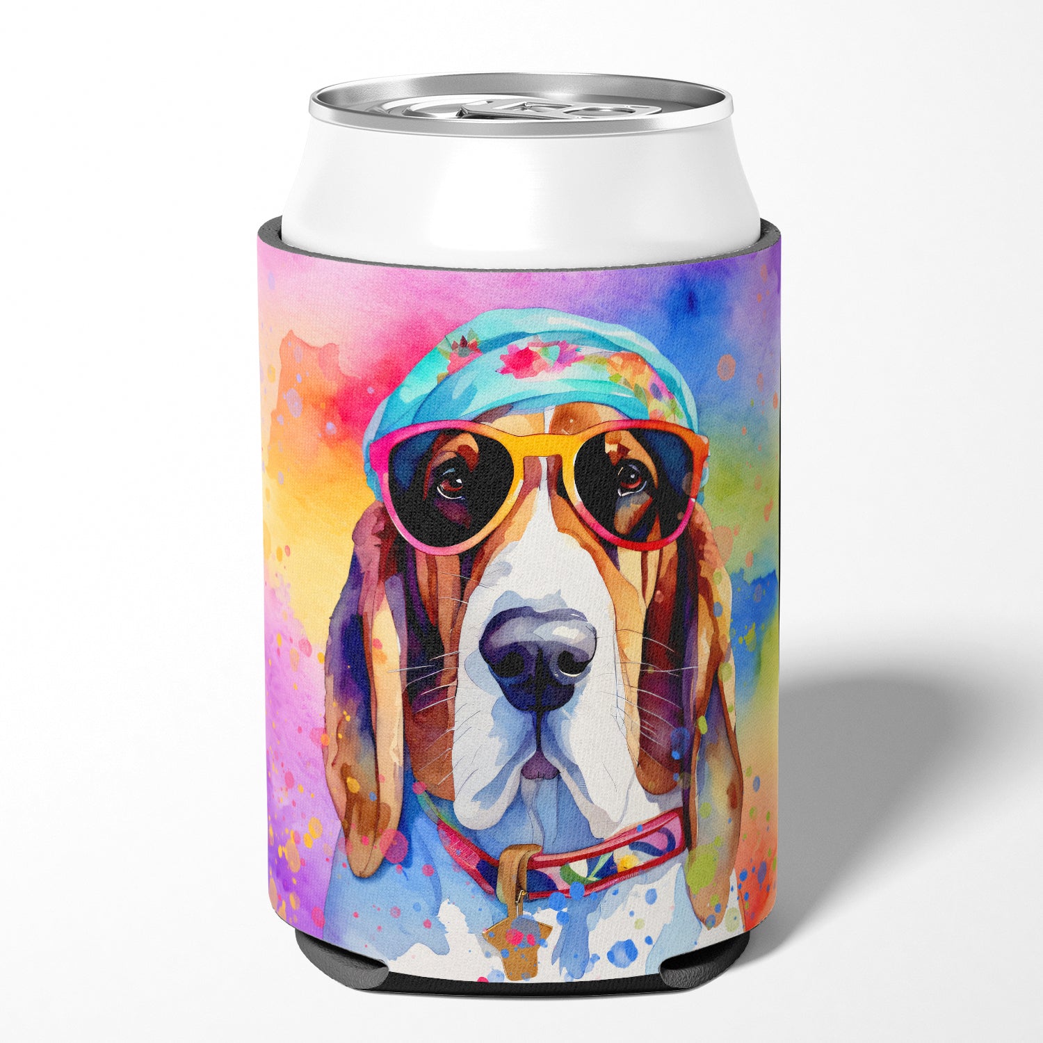 Buy this Basset Hound Hippie Dawg Can or Bottle Hugger
