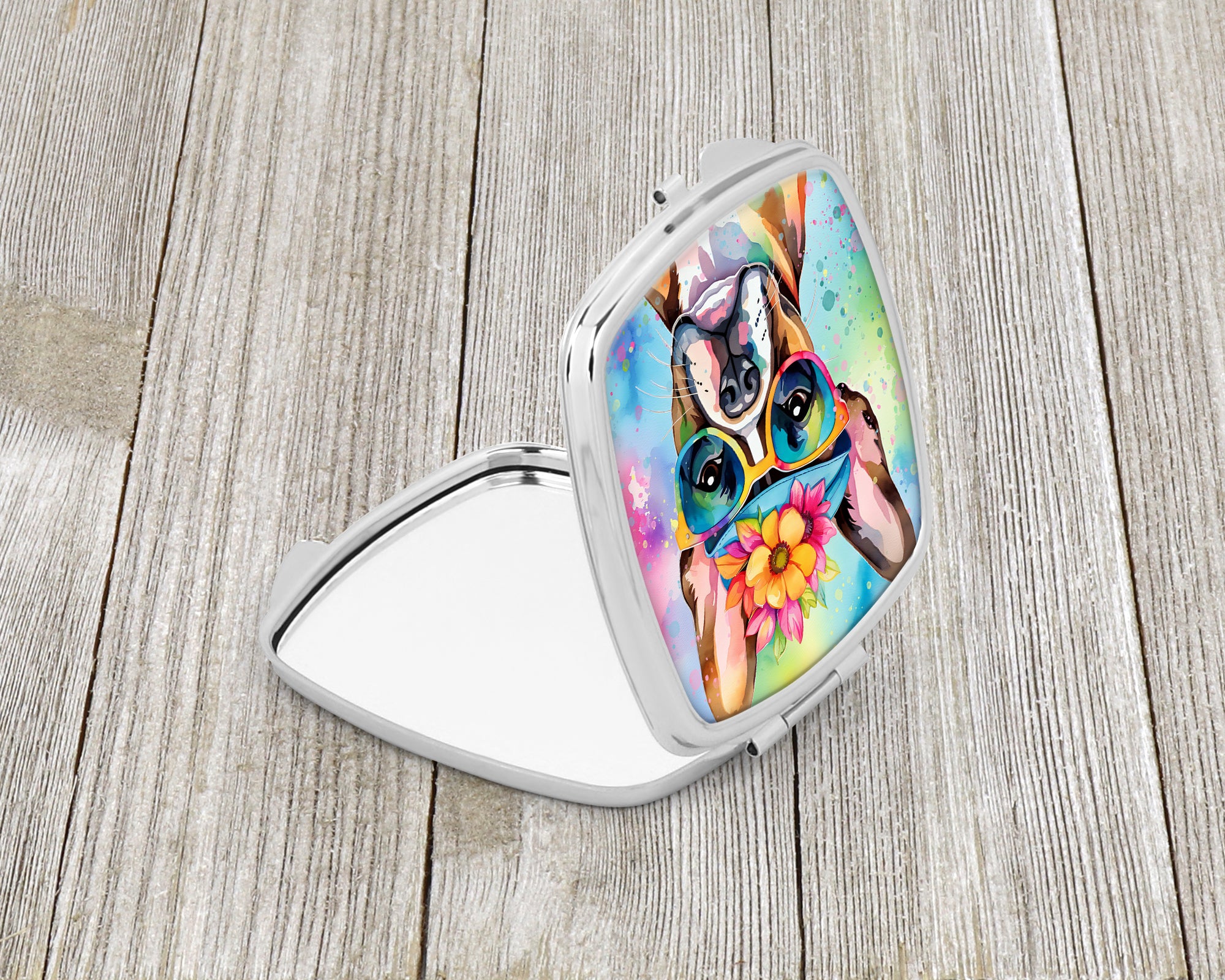 Buy this Boston Terrier Hippie Dawg Compact Mirror