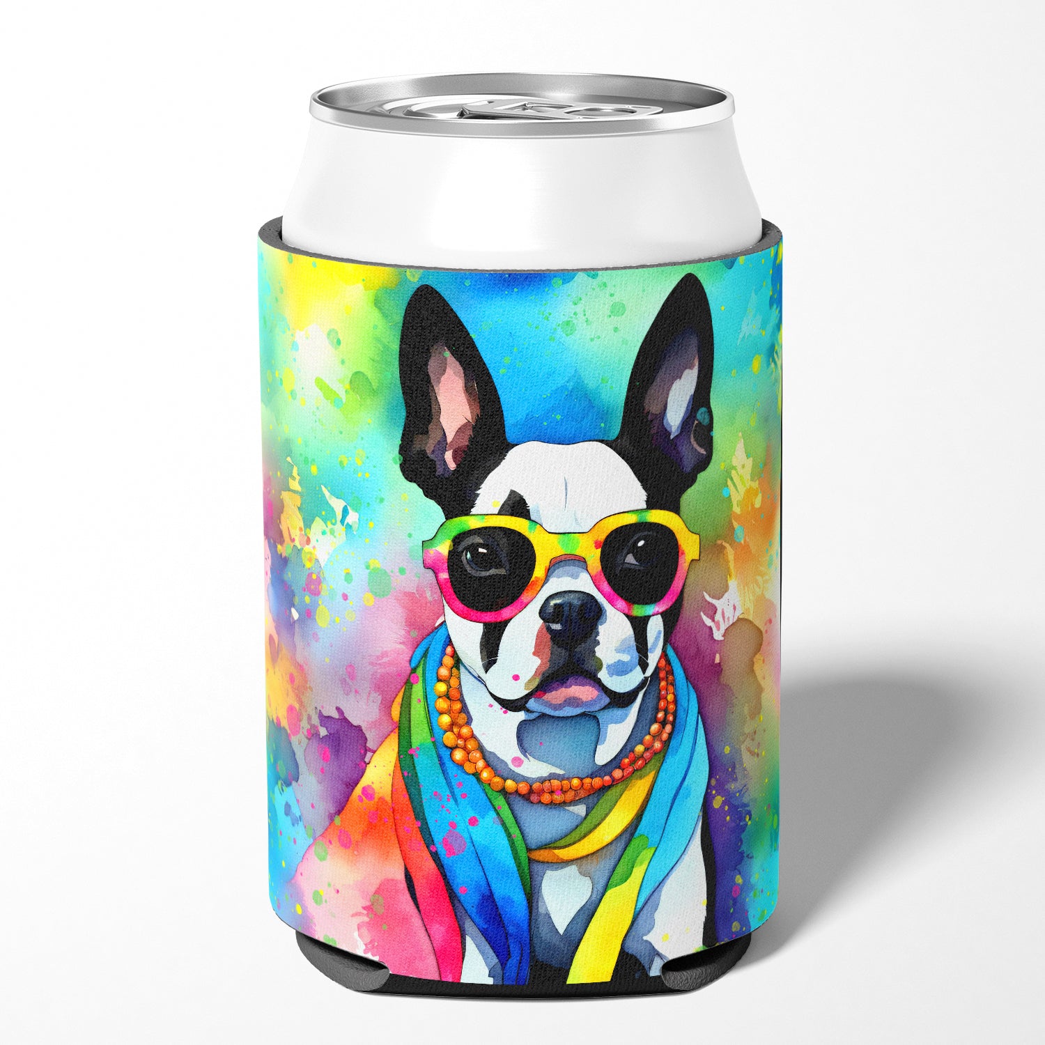 Buy this Boston Terrier Hippie Dawg Can or Bottle Hugger