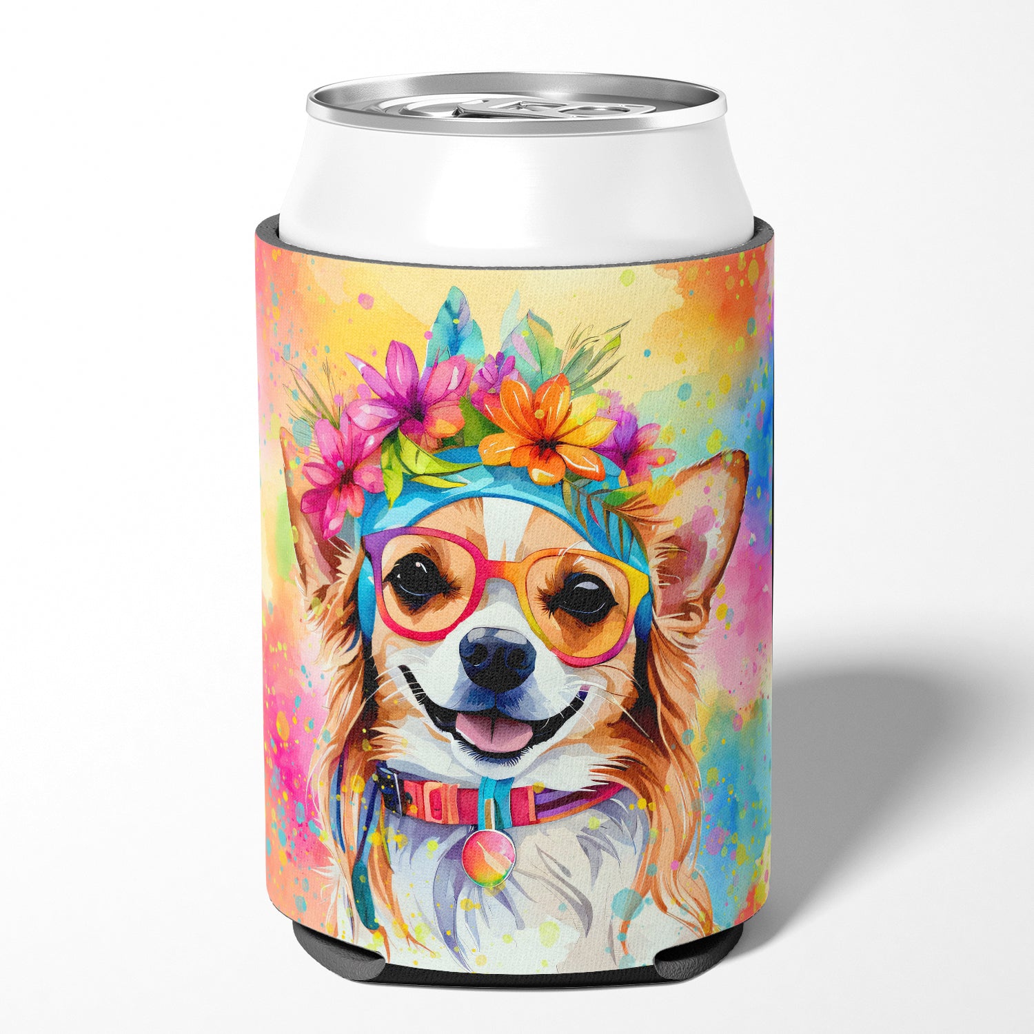 Chihuahua Hippie Dawg Can or Bottle Hugger