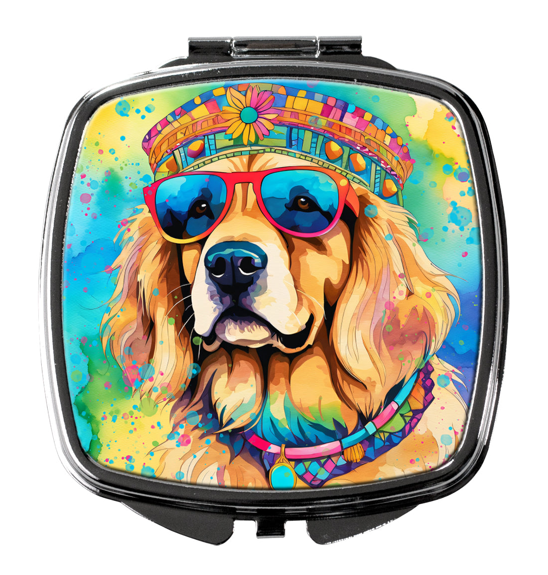 Buy this Golden Retriever Hippie Dawg Compact Mirror