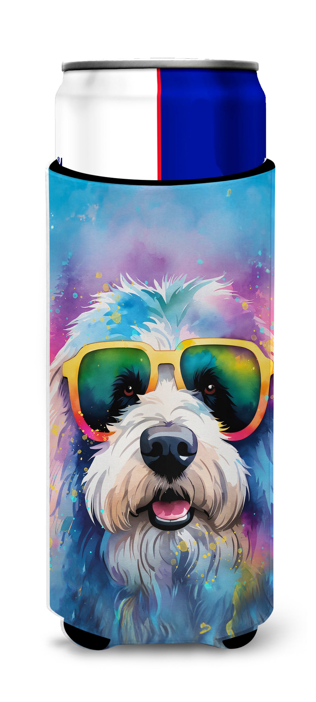 Buy this Old English Sheepdog Hippie Dawg Hugger for Ultra Slim Cans