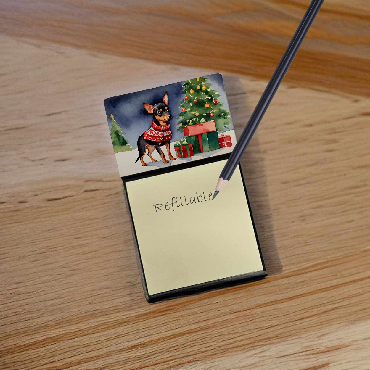 Miniature Pinscher Cozy Christmas Sticky Note Holder