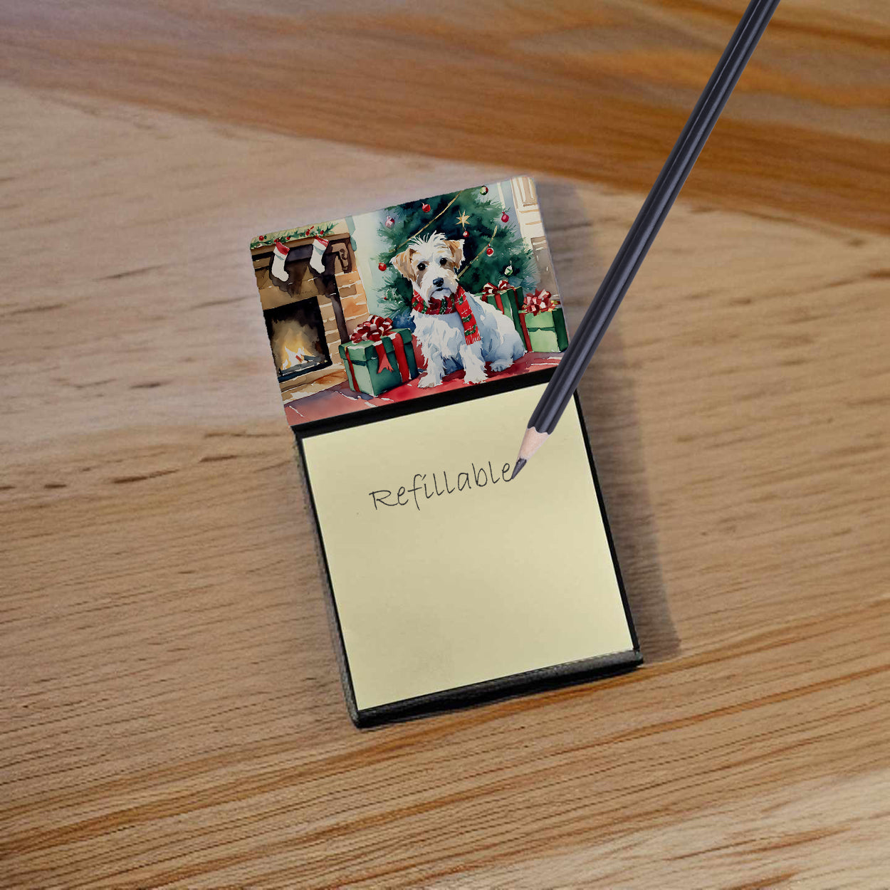 Sealyham Terrier Cozy Christmas Sticky Note Holder