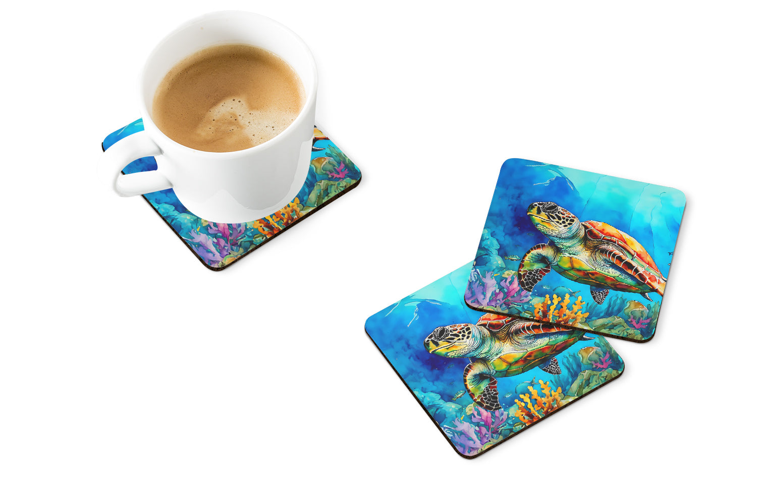Loggerhead Sea Turtle Foam Coasters