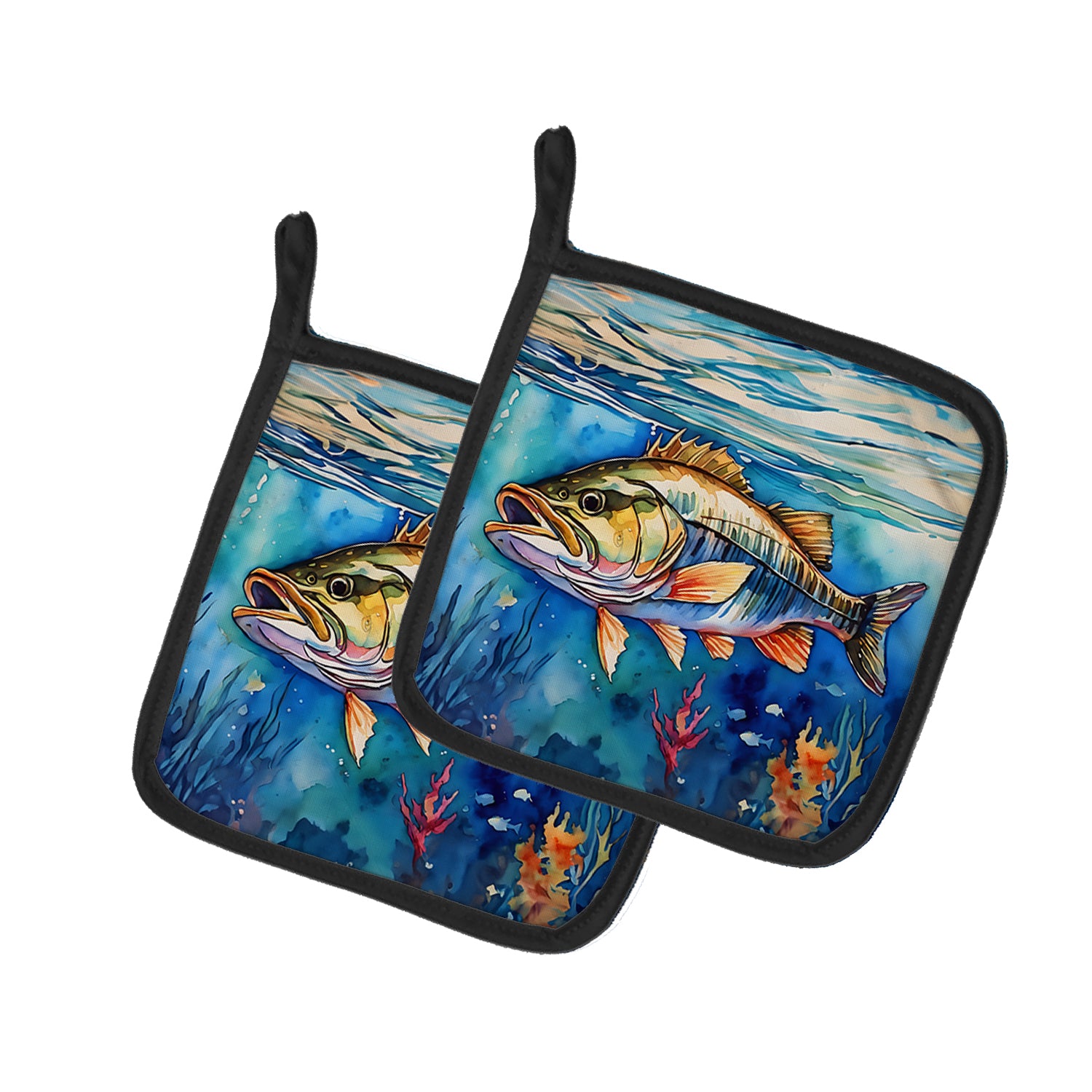 Buy this Striped Bass Pair of Pot Holders