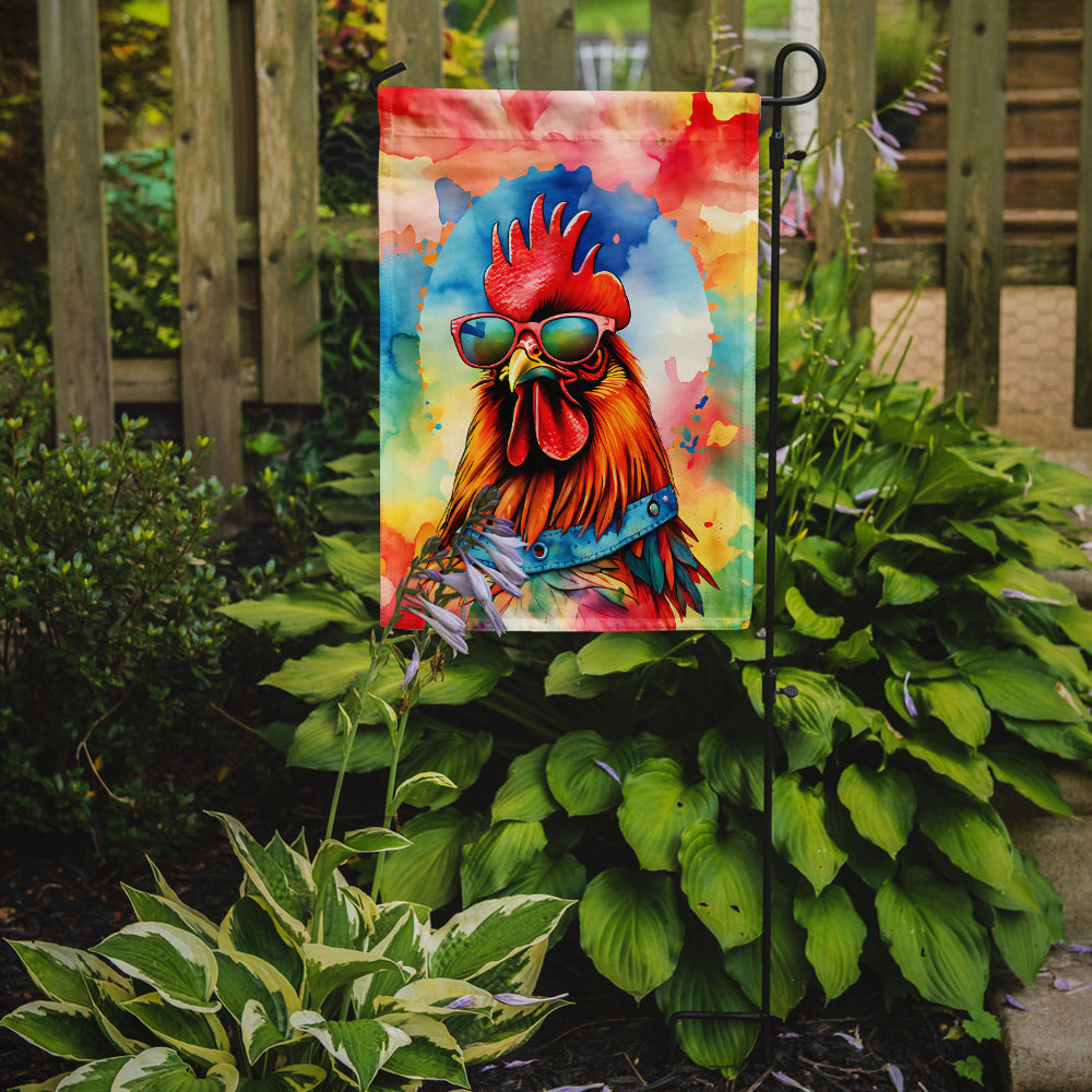 Hippie Animal Red Rooster Garden Flag