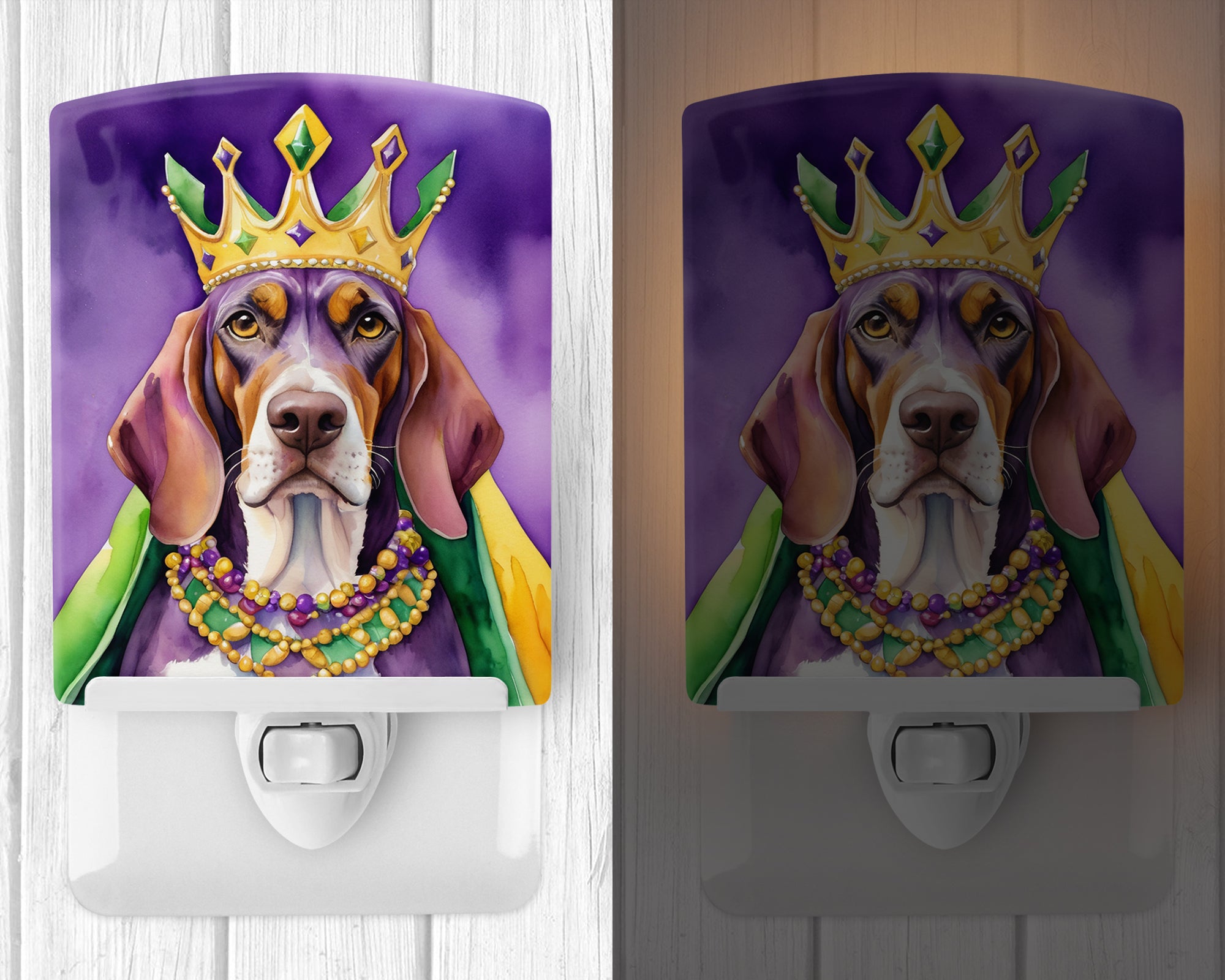 American English Coonhound King of Mardi Gras Ceramic Night Light