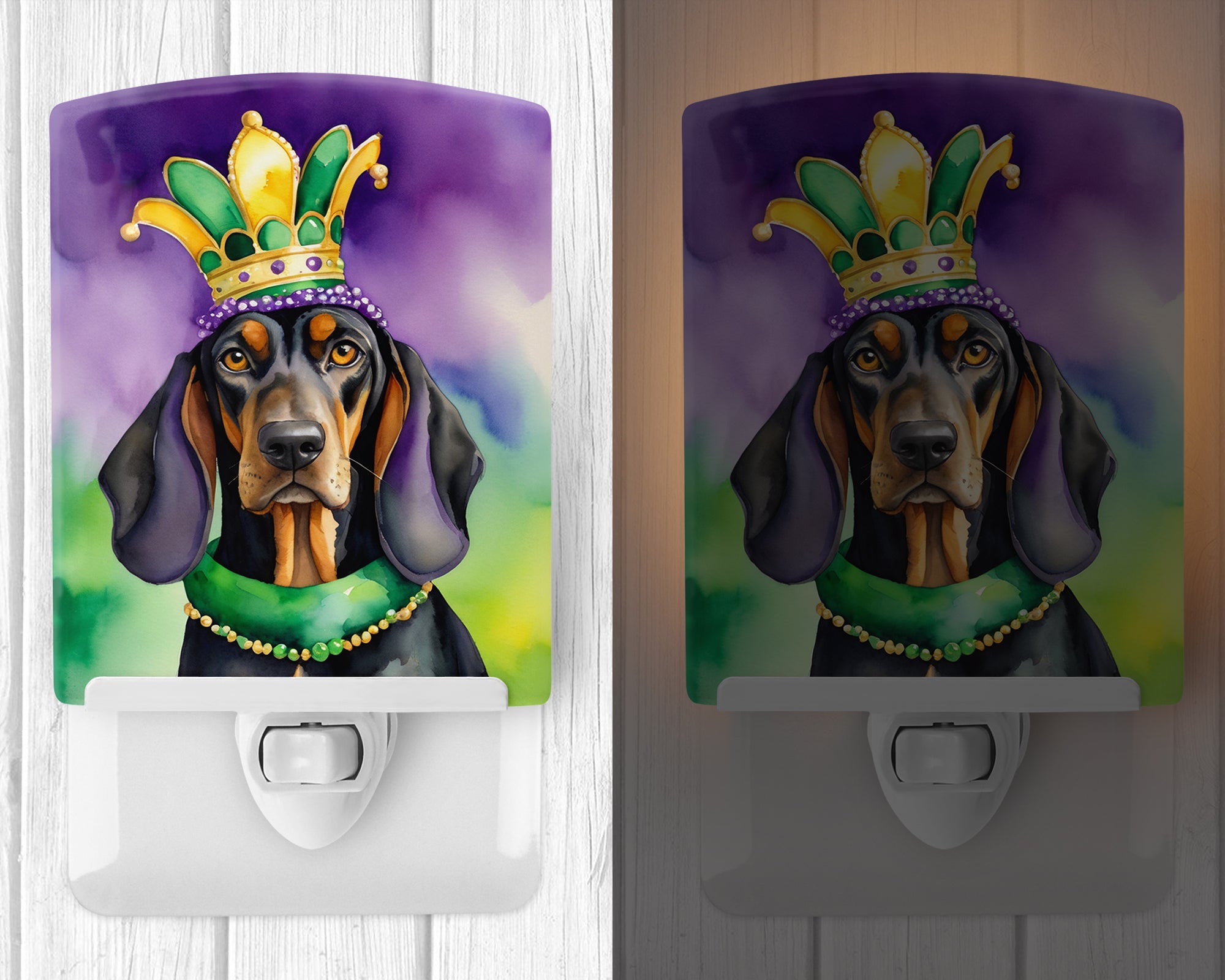 Buy this Black and Tan Coonhound King of Mardi Gras Ceramic Night Light