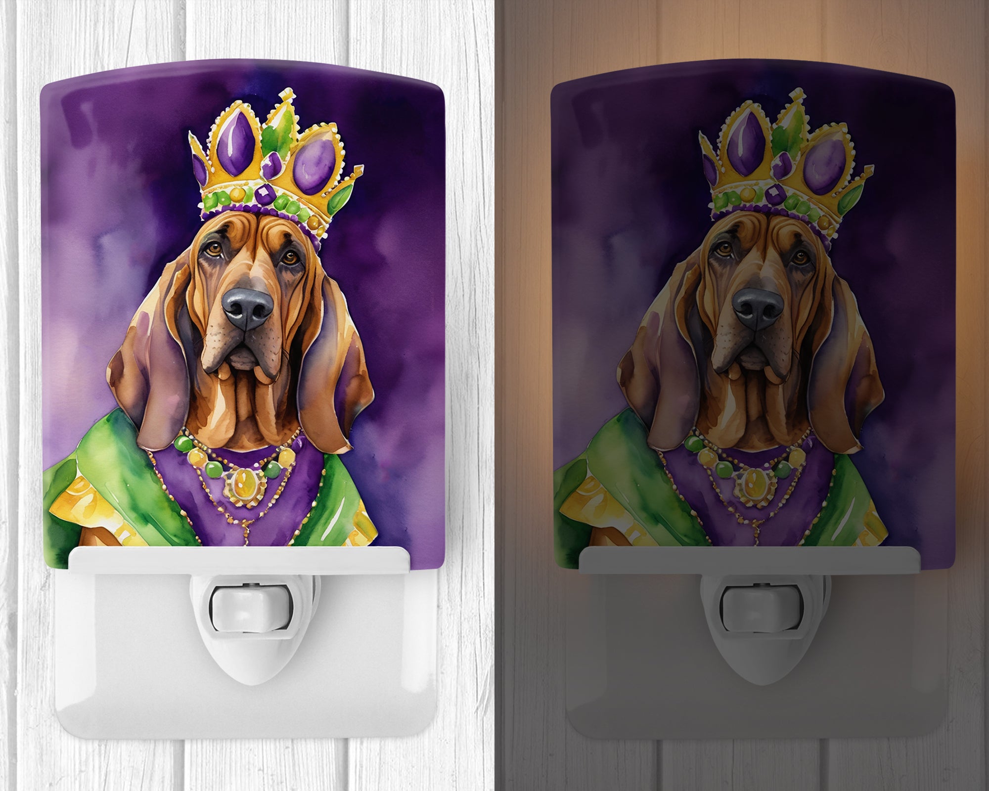 Bloodhound King of Mardi Gras Ceramic Night Light