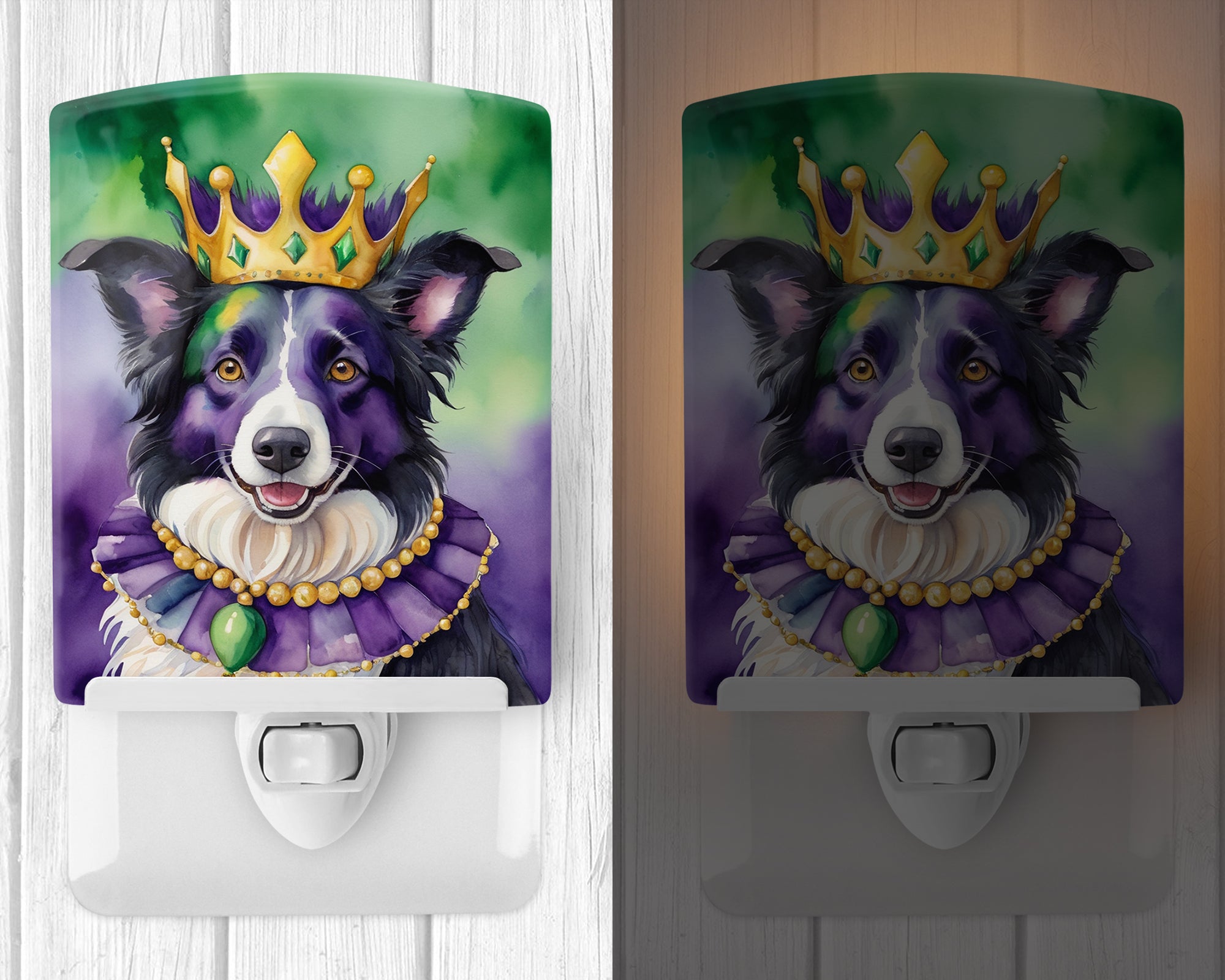 Buy this Border Collie King of Mardi Gras Ceramic Night Light