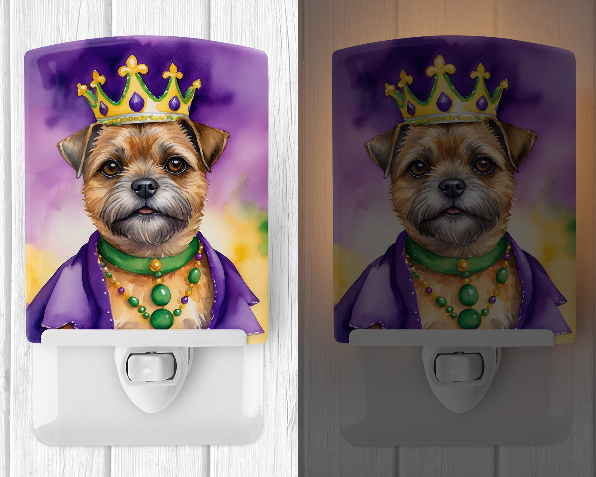 Border Terrier King of Mardi Gras Ceramic Night Light