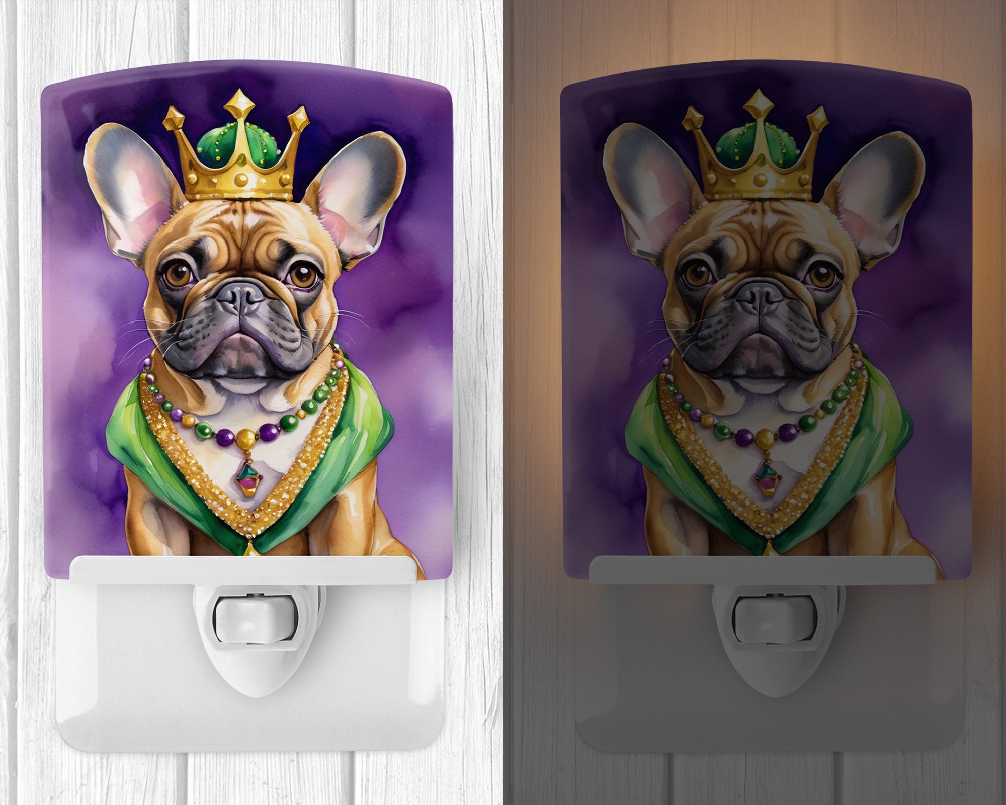 French Bulldog King of Mardi Gras Ceramic Night Light
