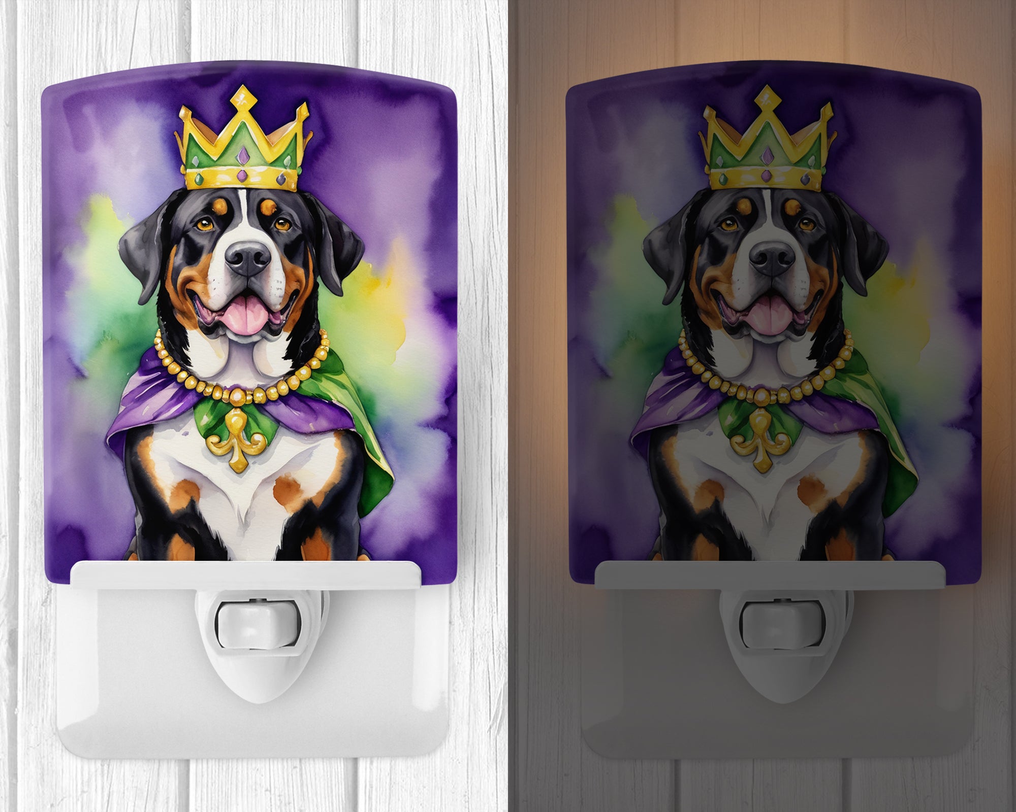 Buy this Greater Swiss Mountain Dog King of Mardi Gras Ceramic Night Light