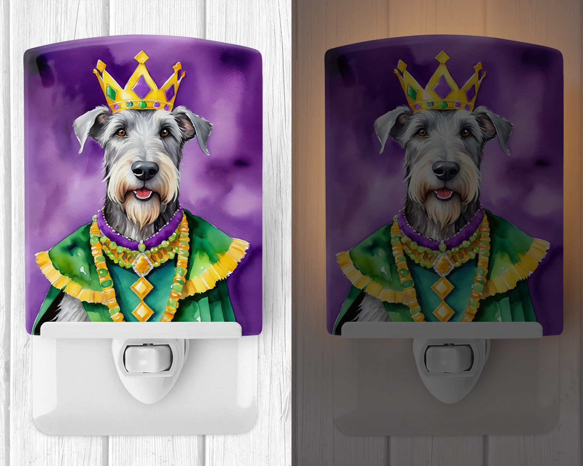Irish Wolfhound King of Mardi Gras Ceramic Night Light