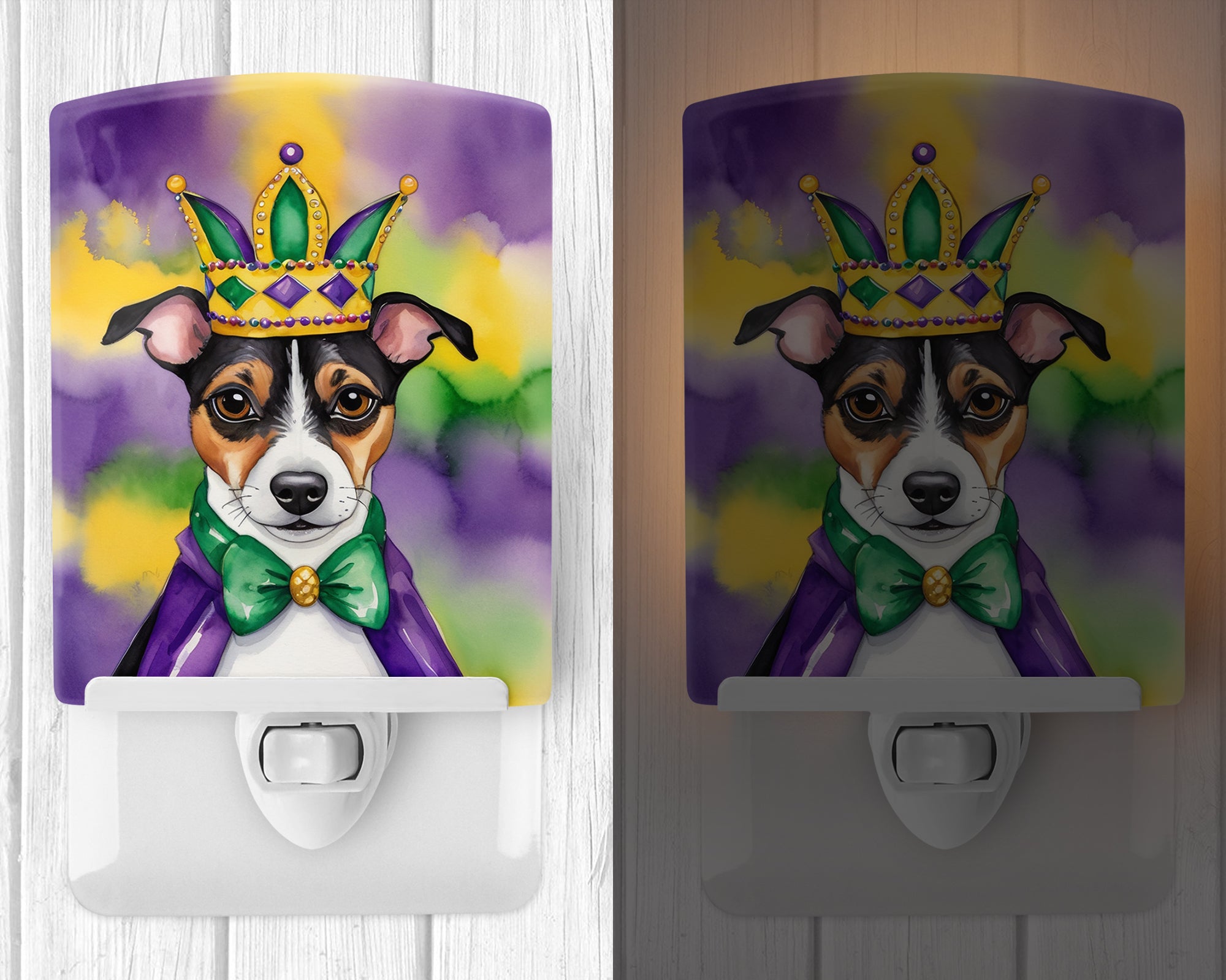 Jack Russell Terrier King of Mardi Gras Ceramic Night Light