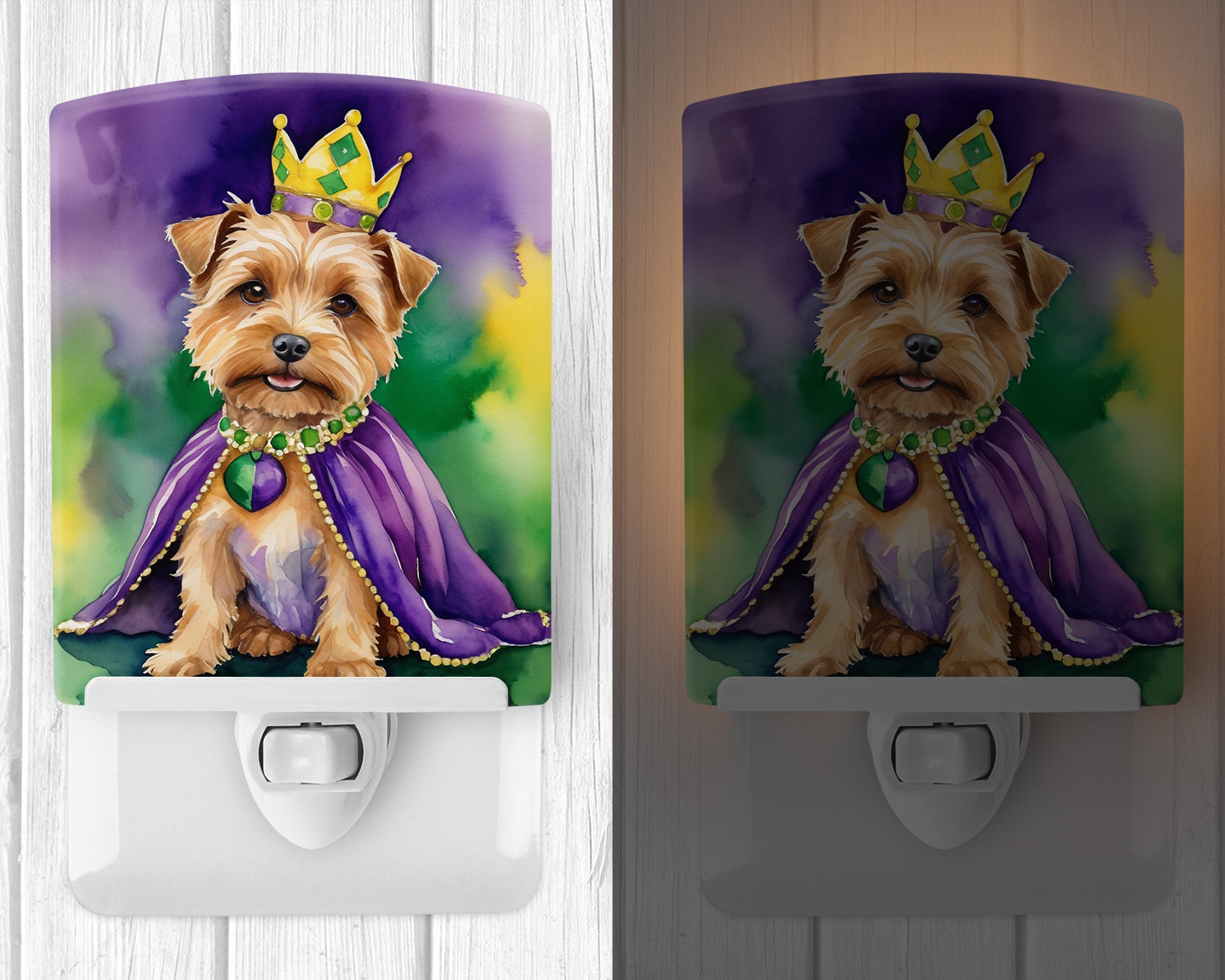 Norfolk Terrier King of Mardi Gras Ceramic Night Light