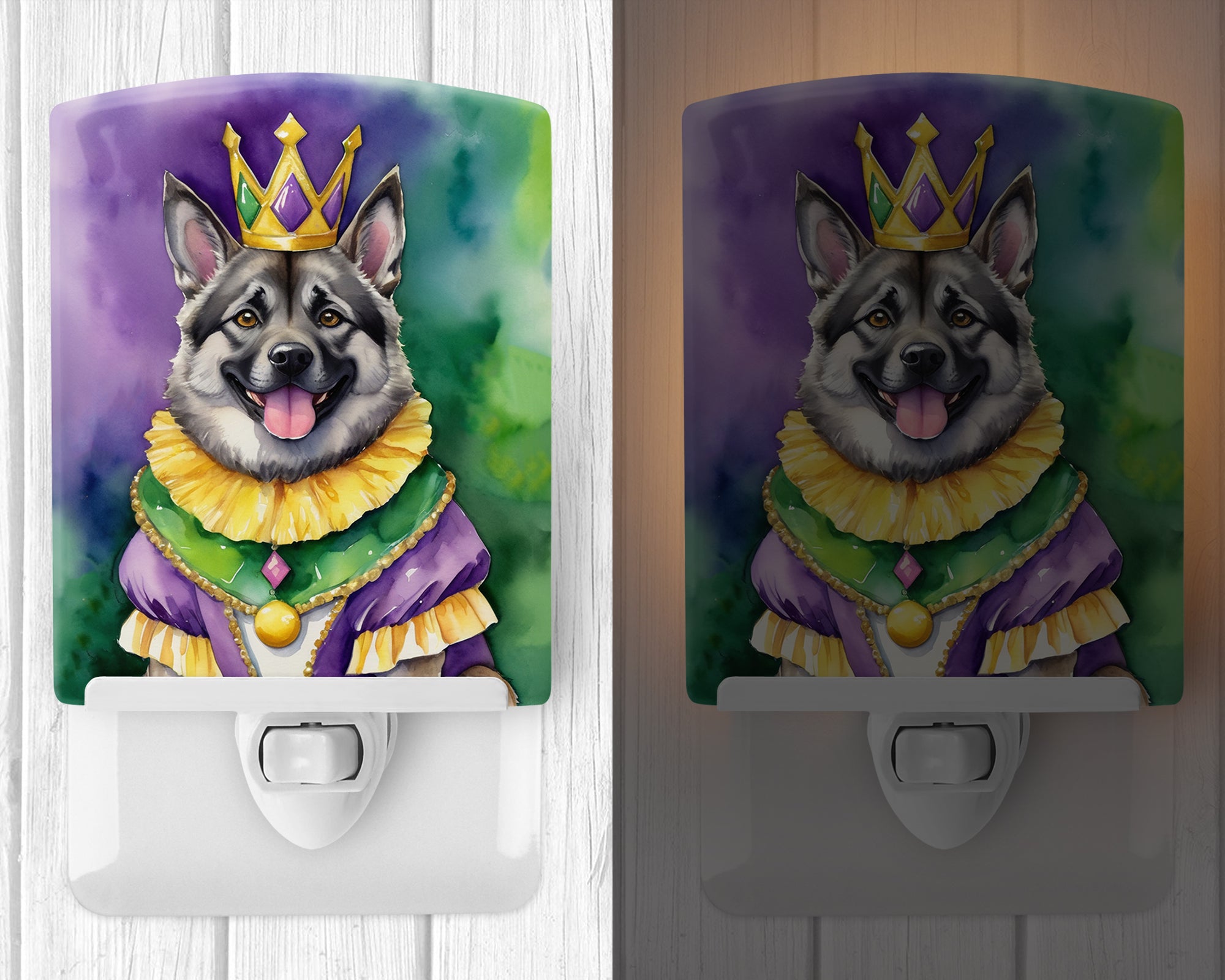 Buy this Norwegian Elkhound King of Mardi Gras Ceramic Night Light