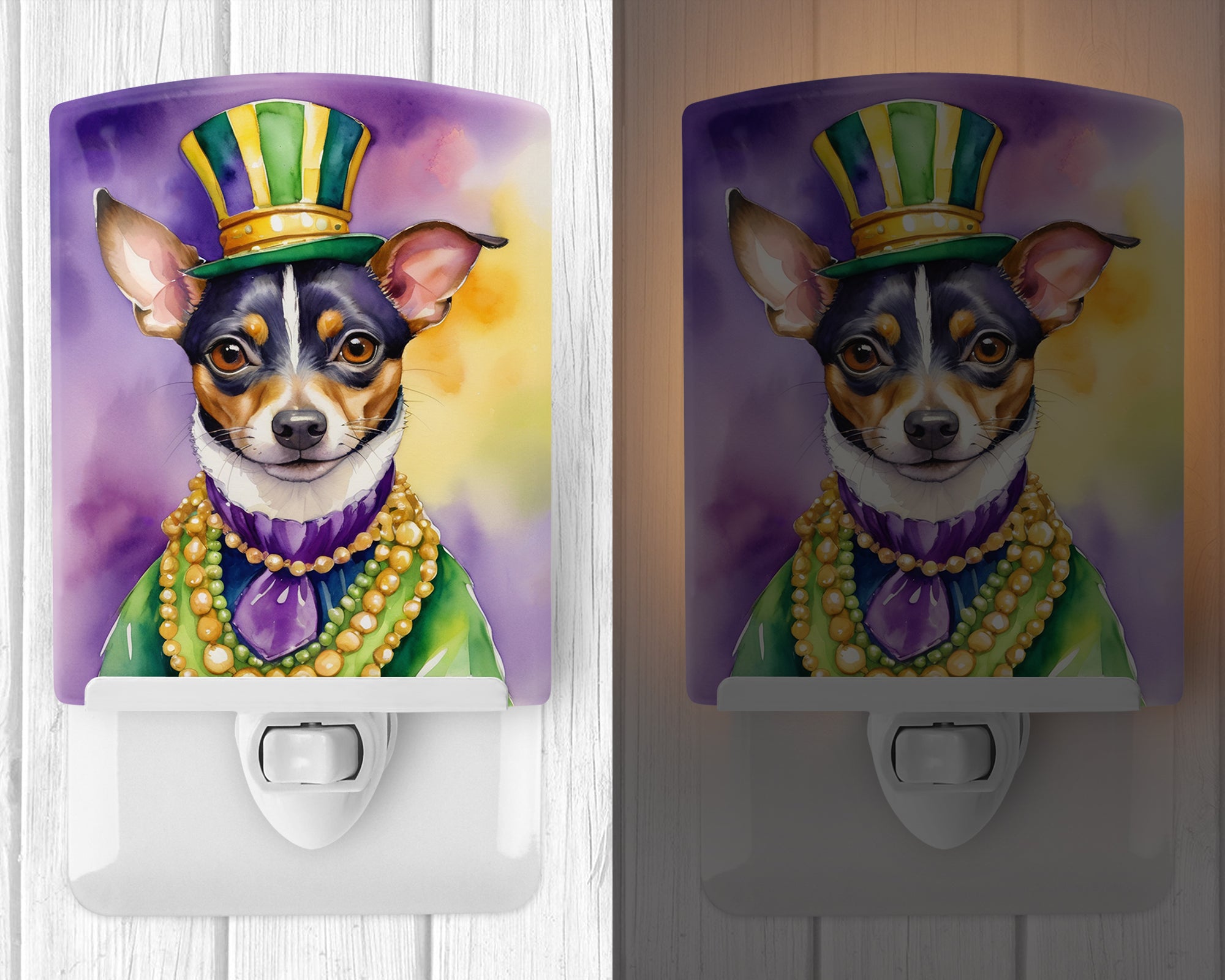 Buy this Rat Terrier King of Mardi Gras Ceramic Night Light