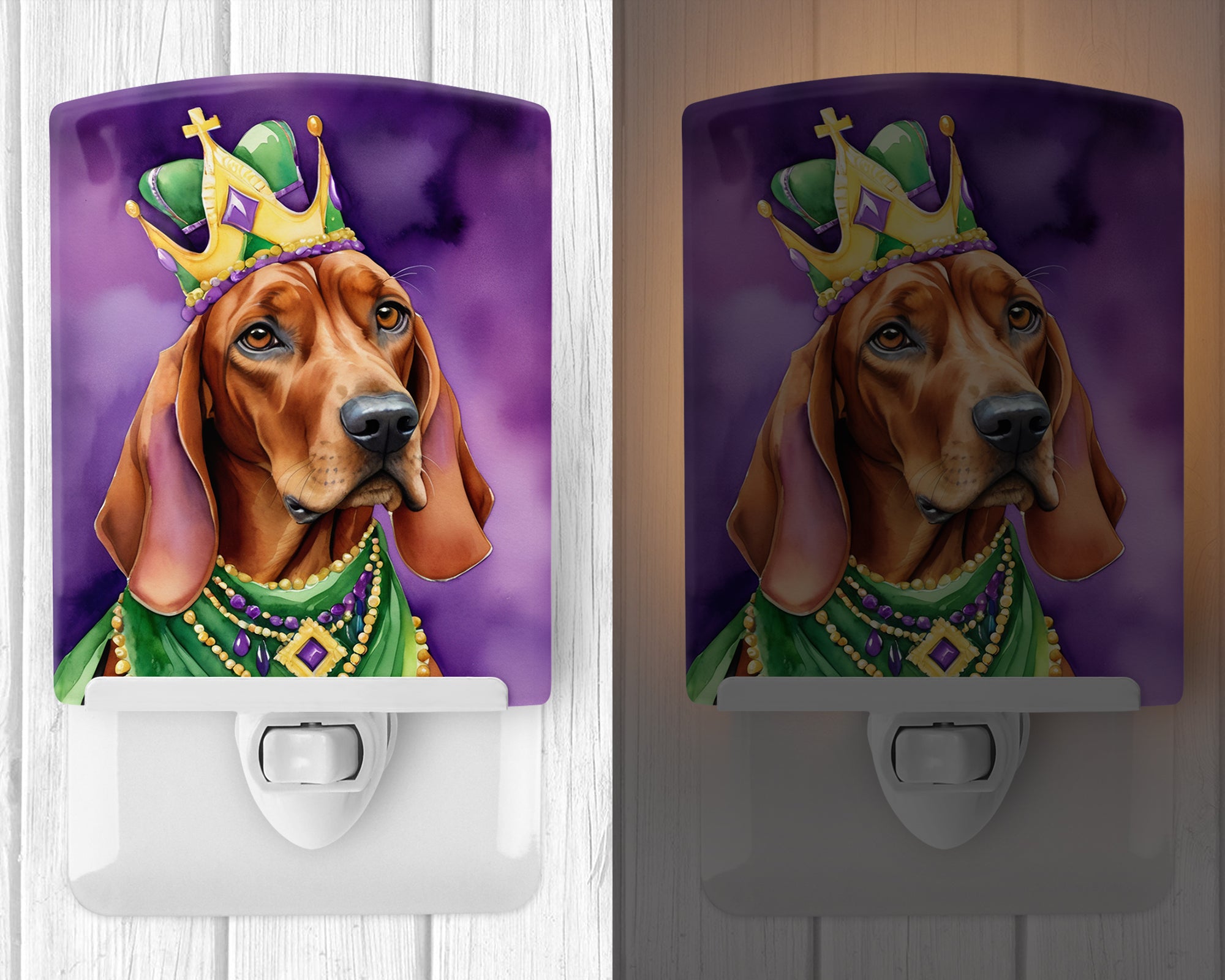 Redbone Coonhound King of Mardi Gras Ceramic Night Light