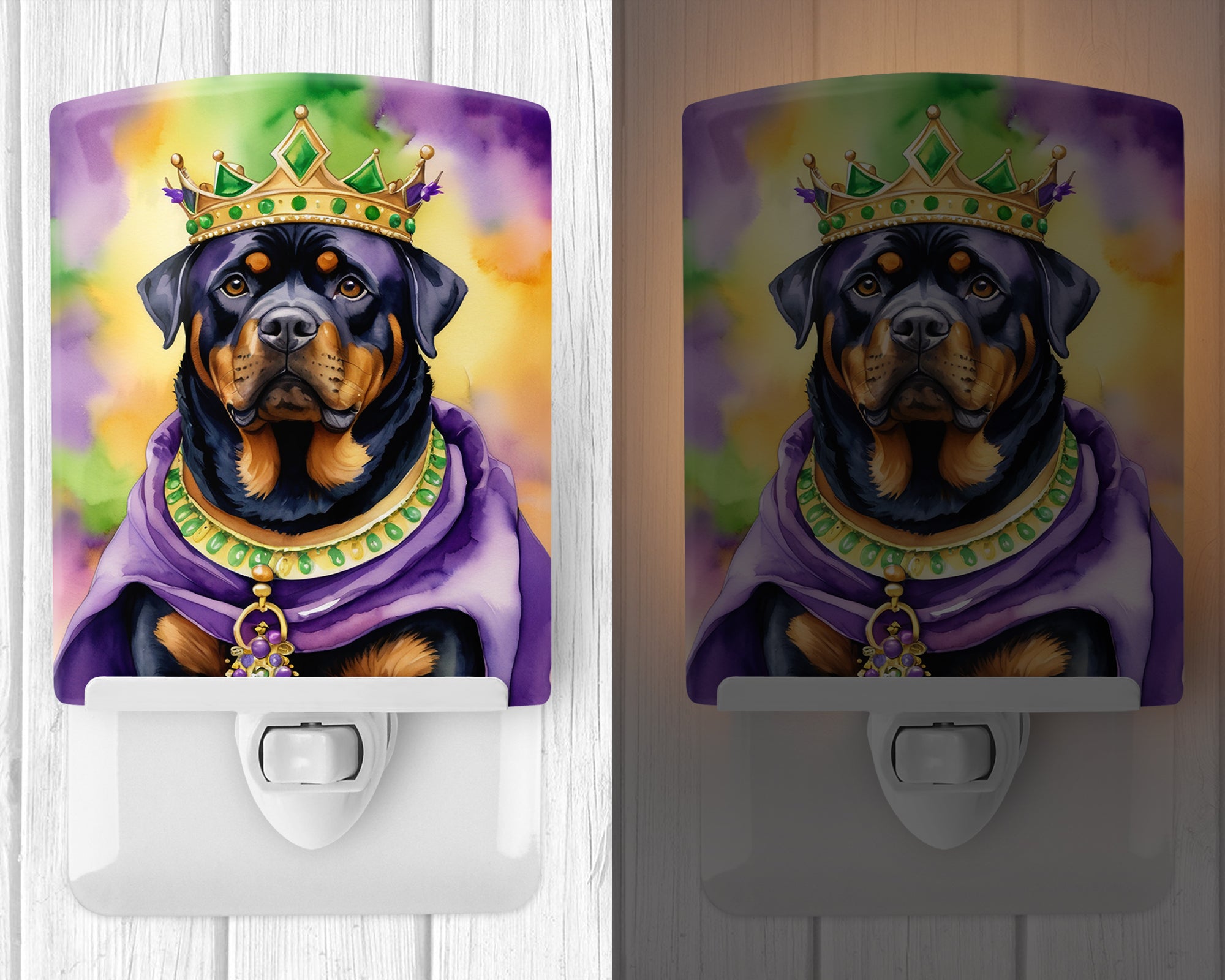 Rottweiler King of Mardi Gras Ceramic Night Light