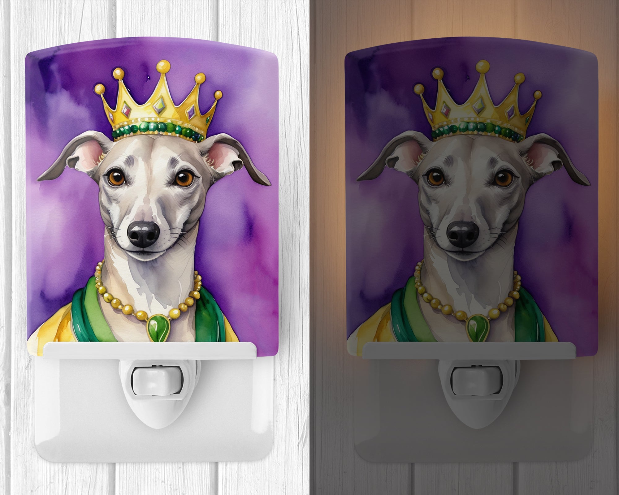 Buy this Whippet King of Mardi Gras Ceramic Night Light