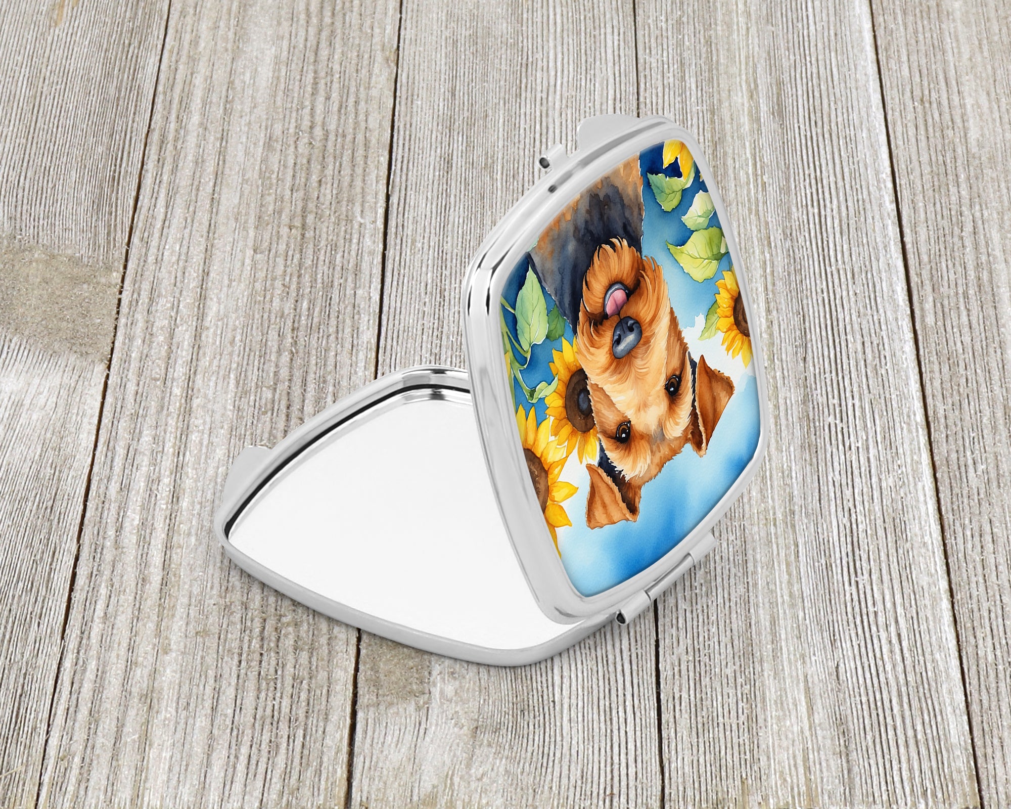 Buy this Airedale Terrier in Sunflowers Compact Mirror