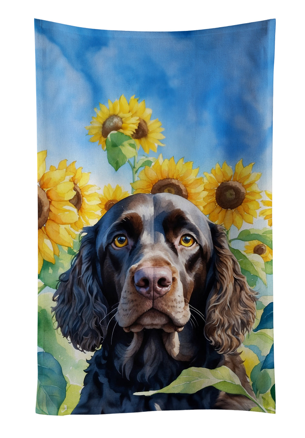 Buy this American Water Spaniel in Sunflowers Kitchen Towel