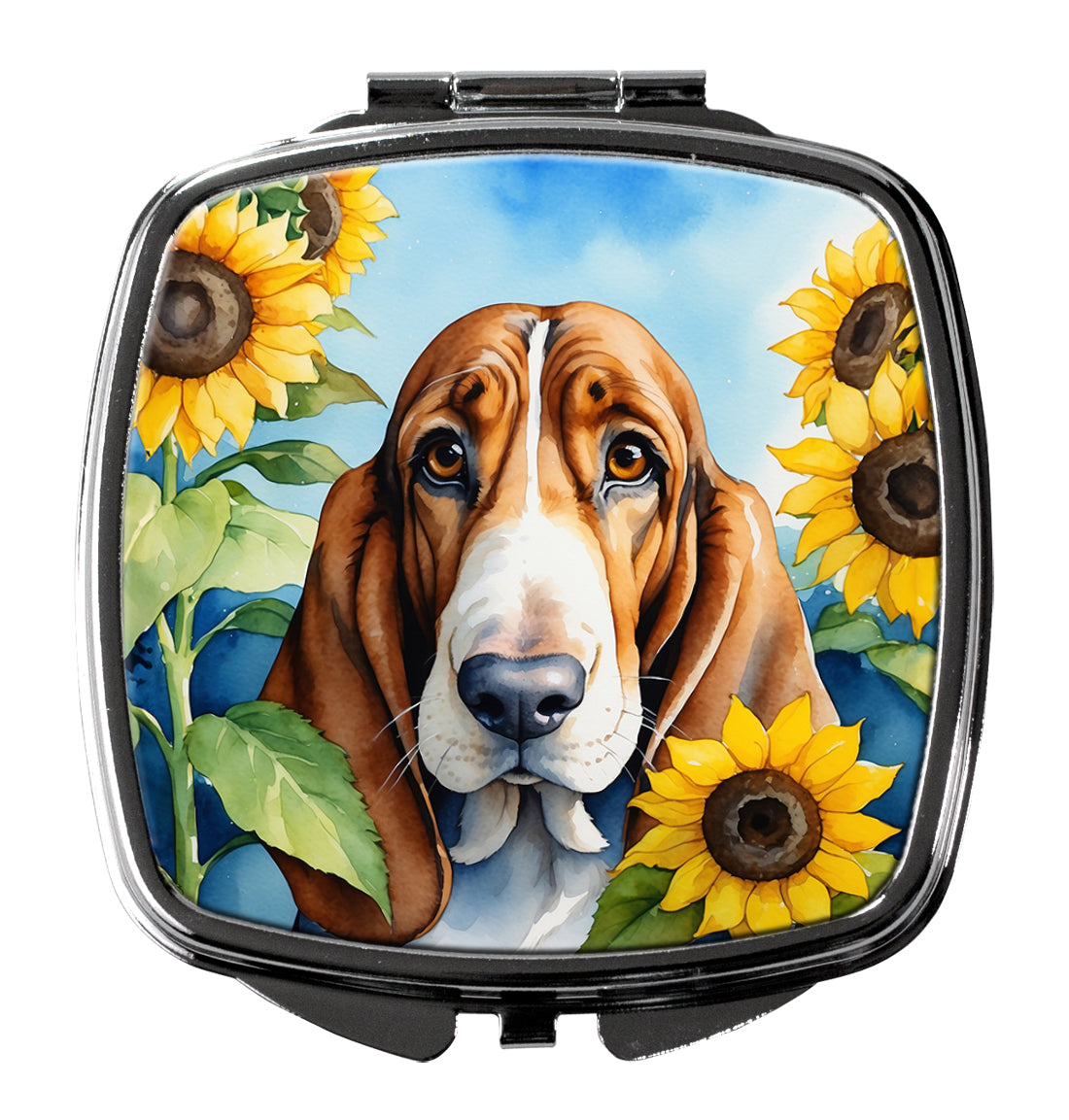 Buy this Basset Hound in Sunflowers Compact Mirror