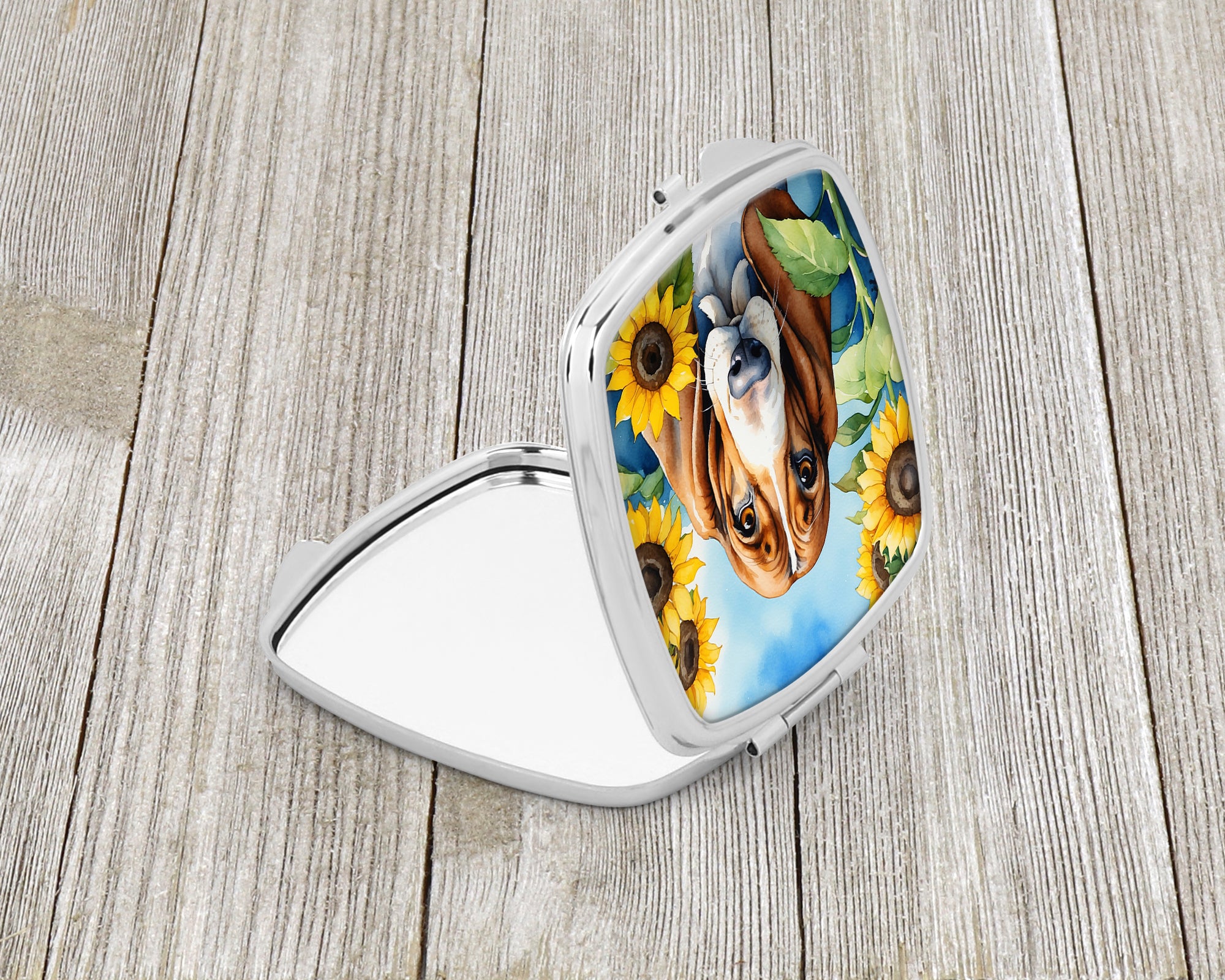 Basset Hound in Sunflowers Compact Mirror