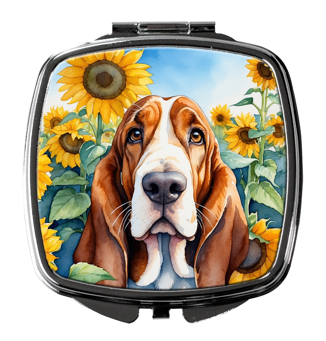 Buy this Basset Hound in Sunflowers Compact Mirror