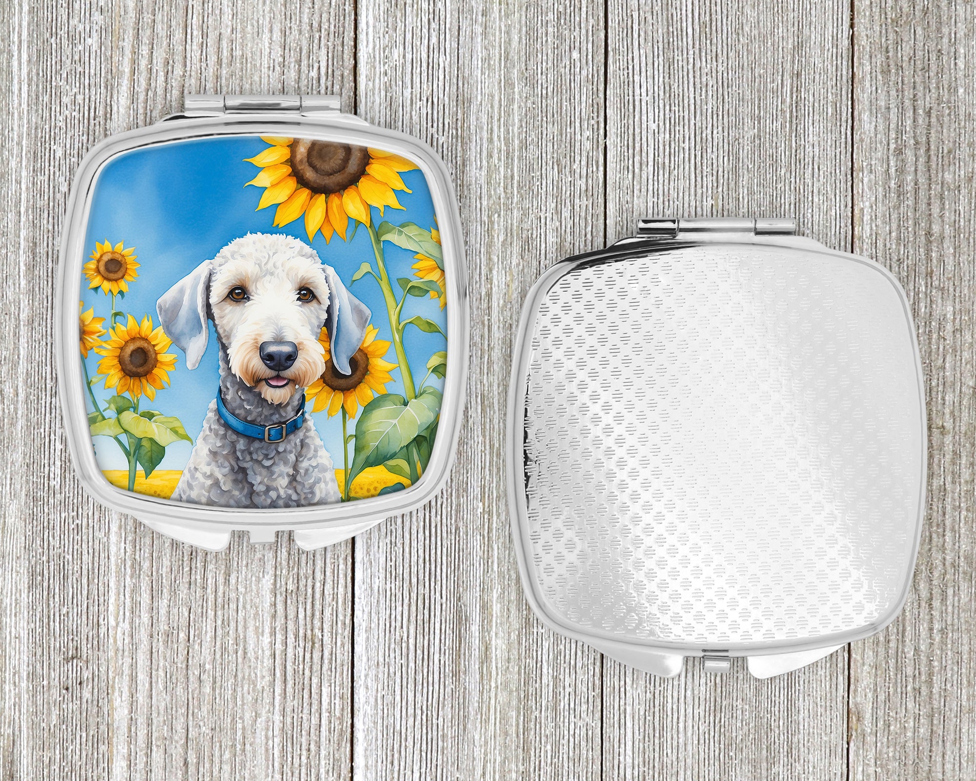 Bedlington Terrier in Sunflowers Compact Mirror