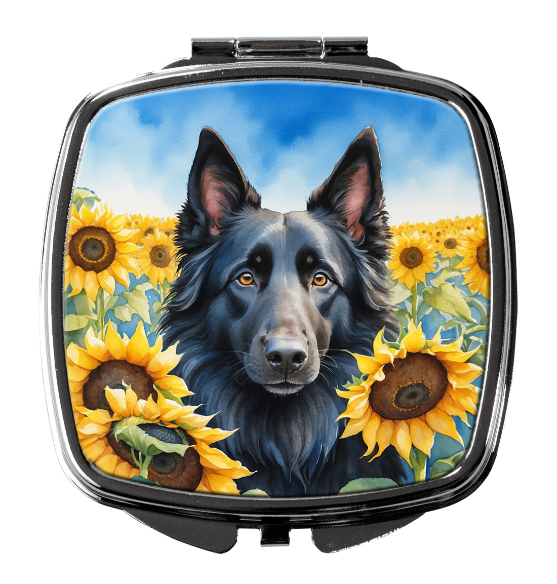 Buy this Belgian Sheepdog in Sunflowers Compact Mirror