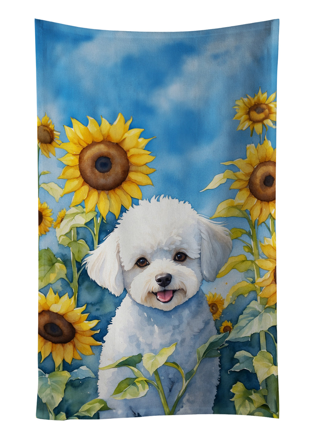 Buy this Bichon Frise in Sunflowers Kitchen Towel