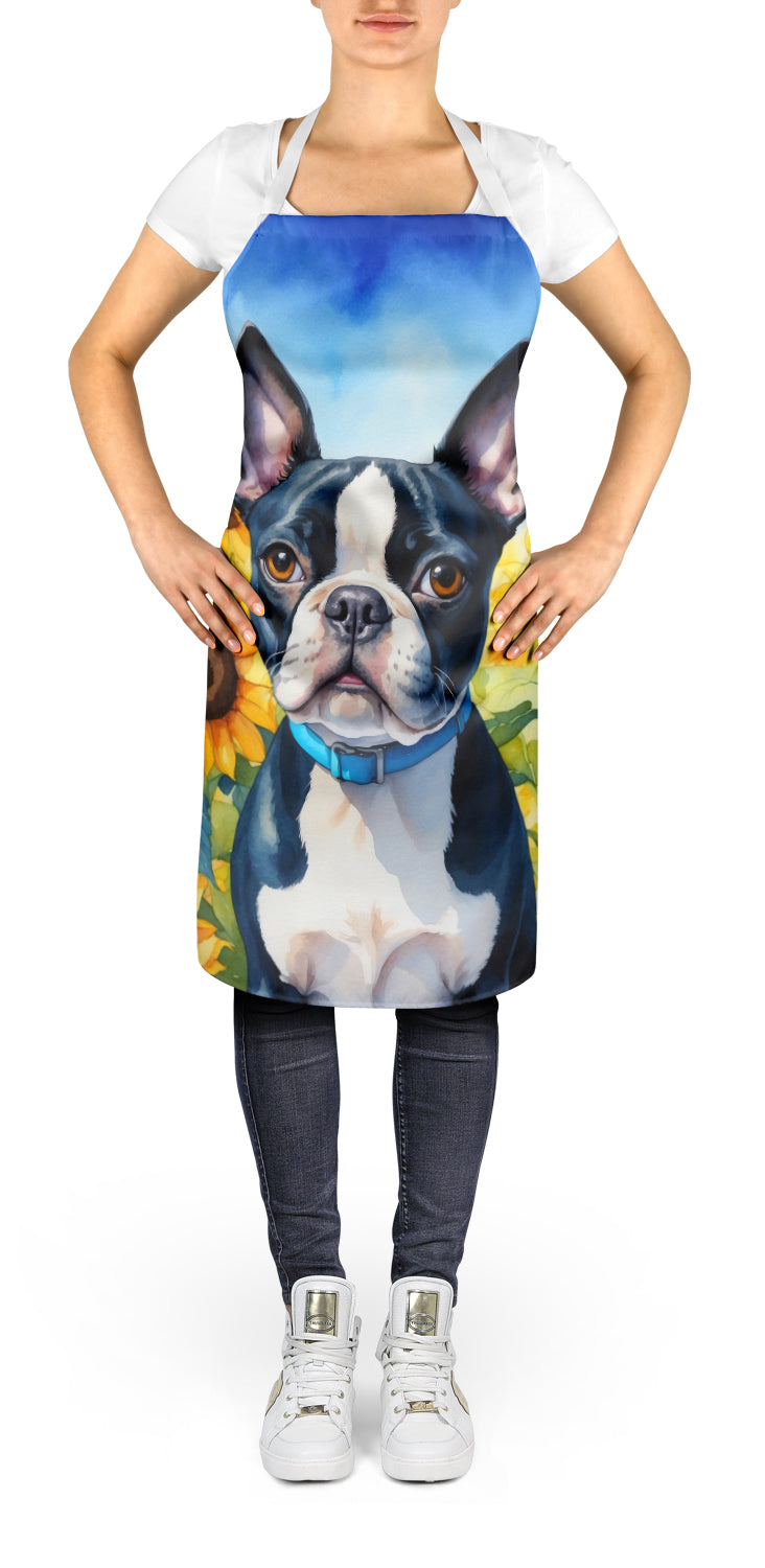 Buy this Boston Terrier in Sunflowers Apron