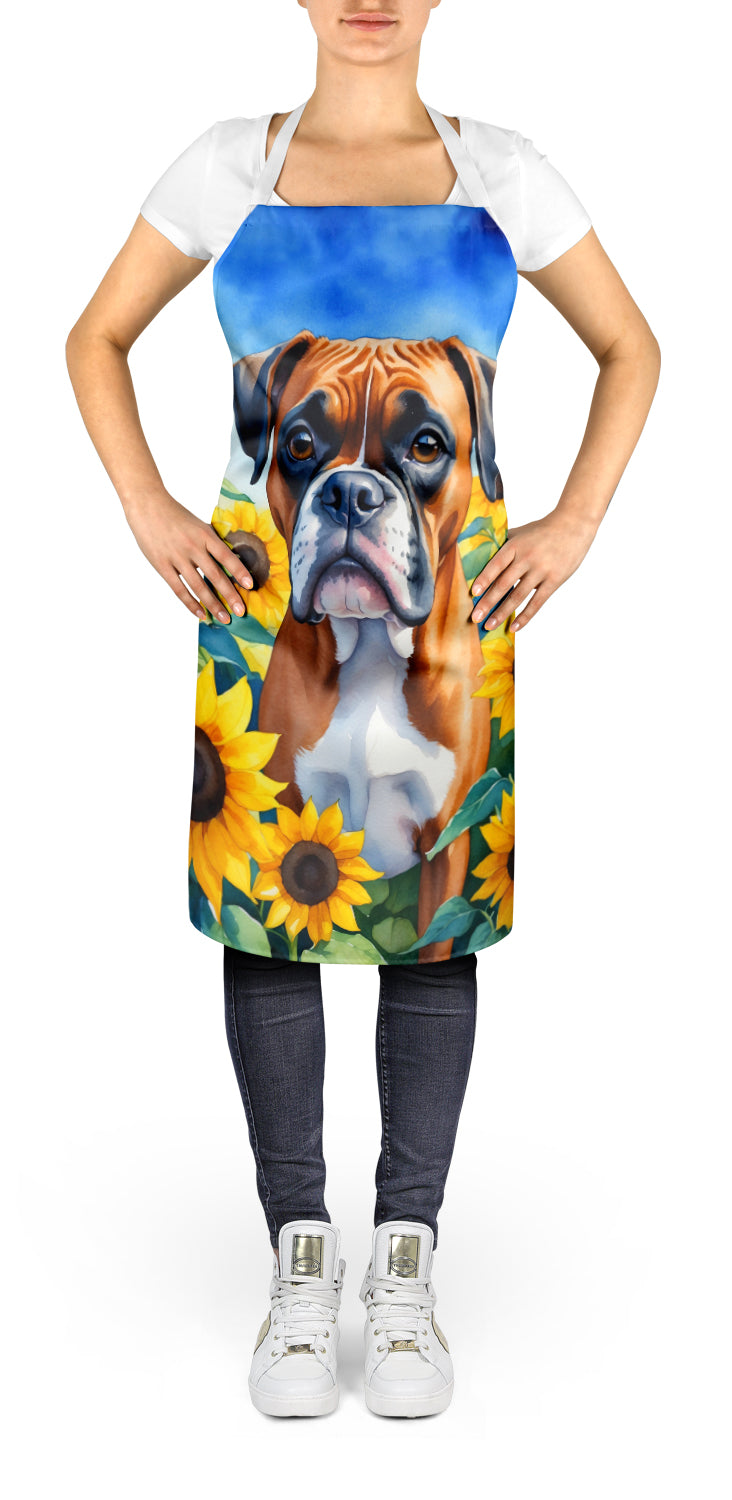 Boxer in Sunflowers Apron