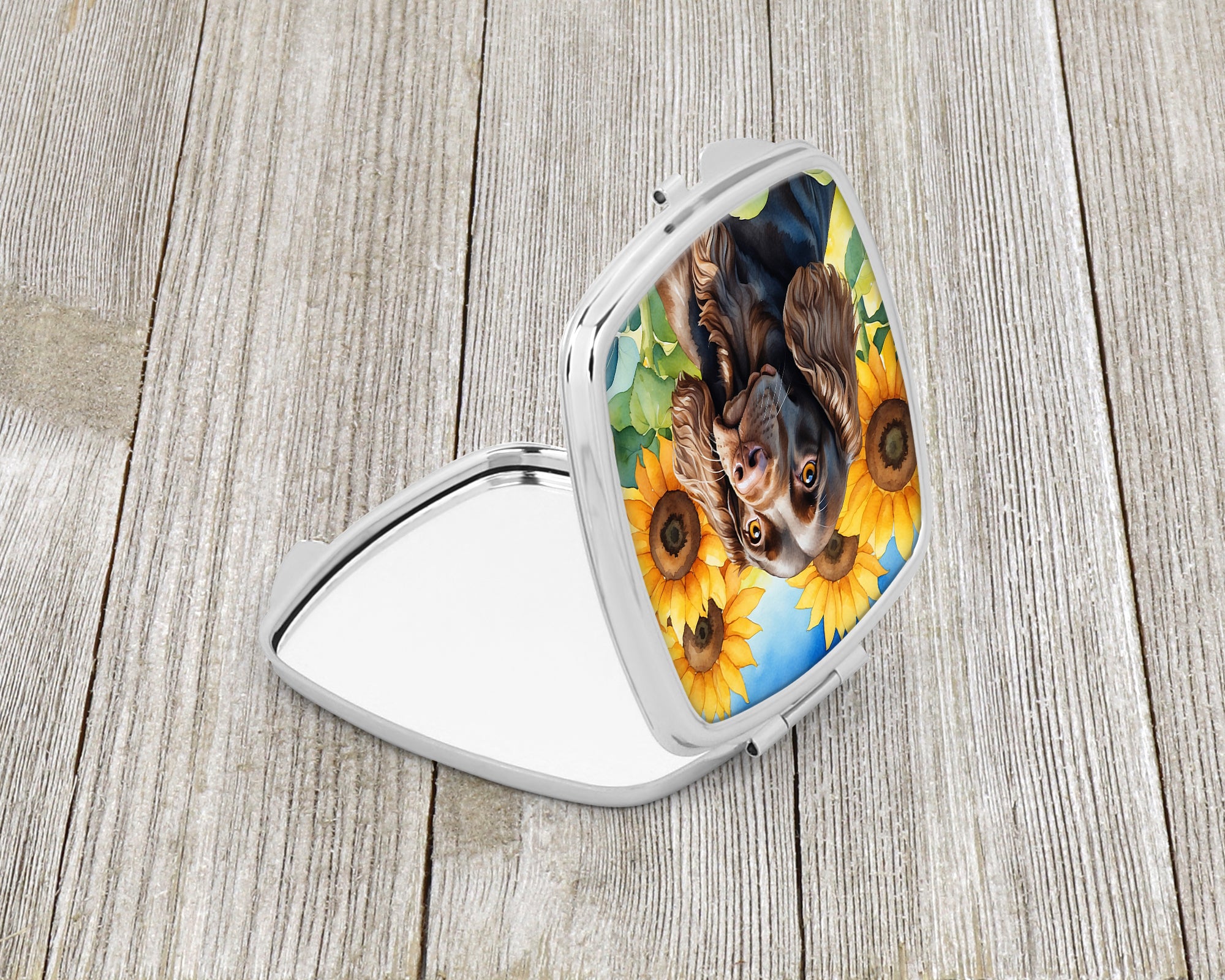 Buy this Boykin Spaniel in Sunflowers Compact Mirror