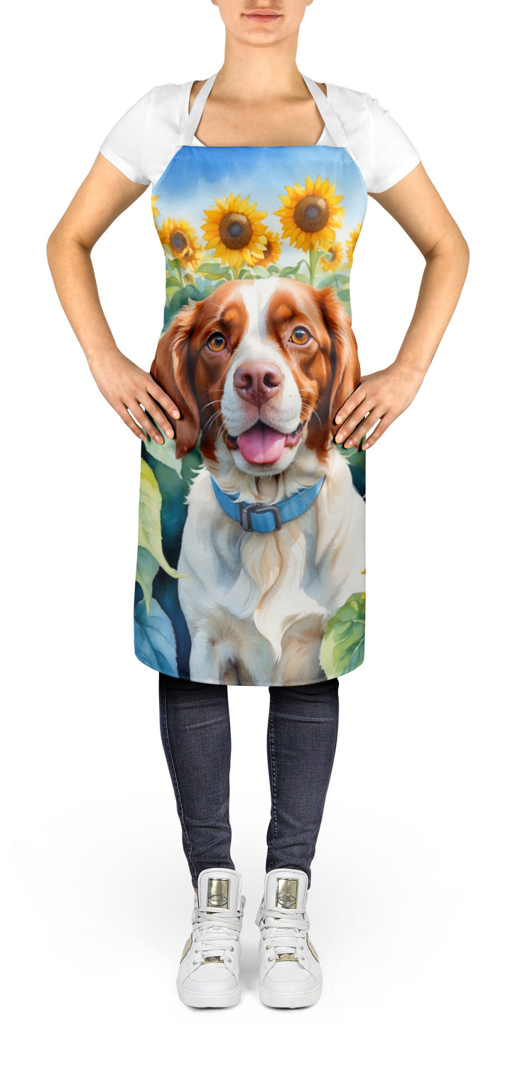 Brittany Spaniel in Sunflowers Apron