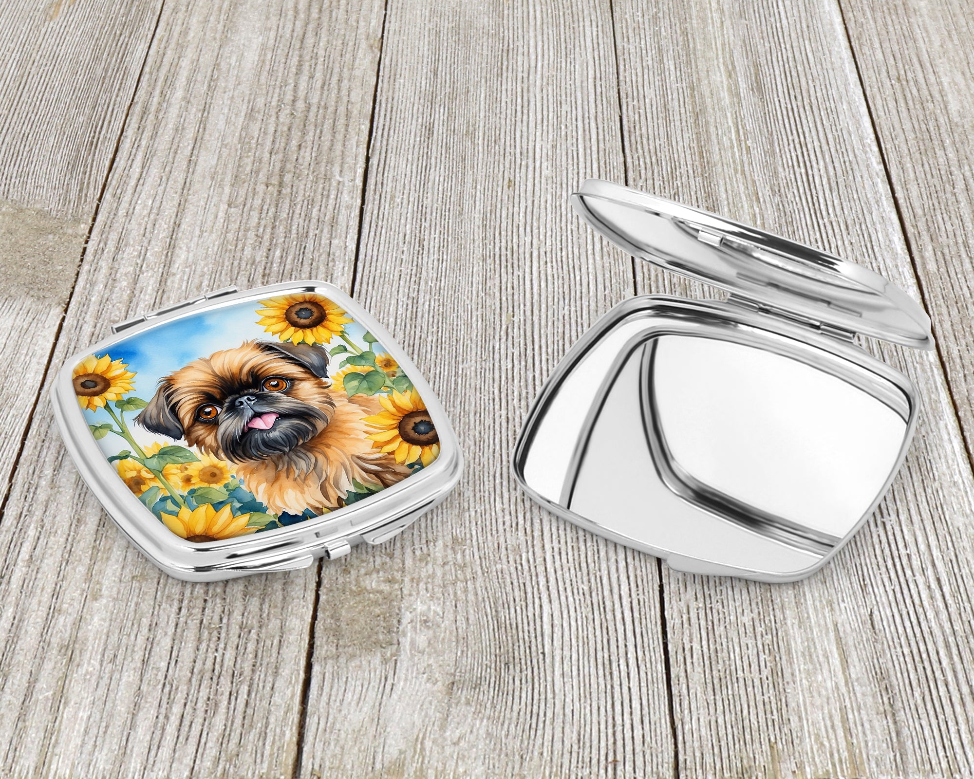 Brussels Griffon in Sunflowers Compact Mirror