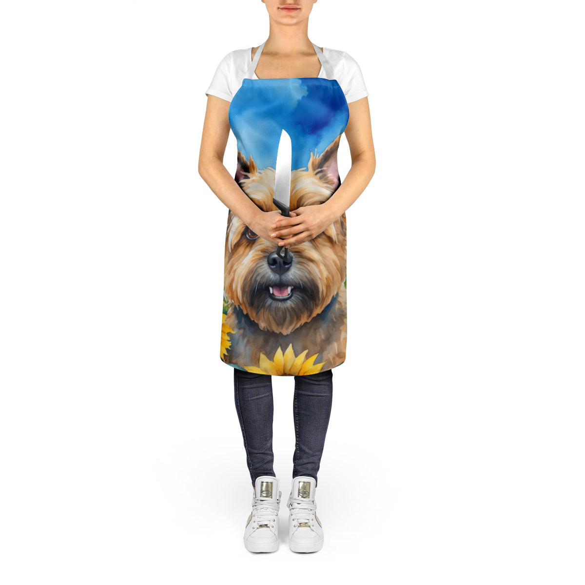 Cairn Terrier in Sunflowers Apron
