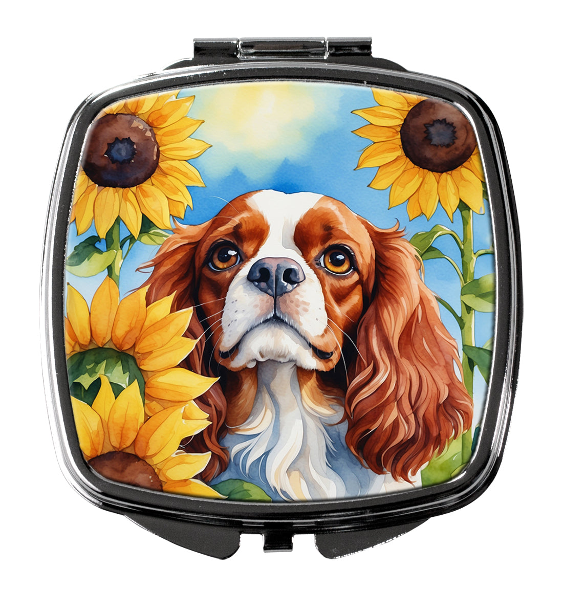 Buy this Cavalier Spaniel in Sunflowers Compact Mirror