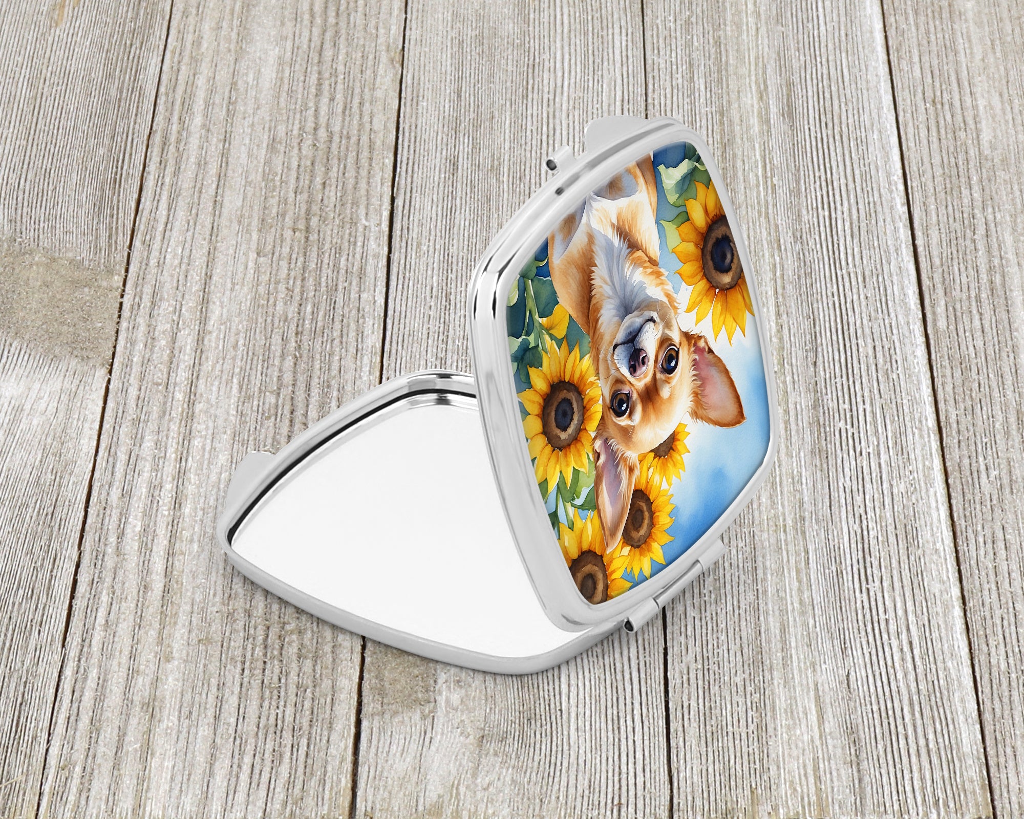 Chihuahua in Sunflowers Compact Mirror
