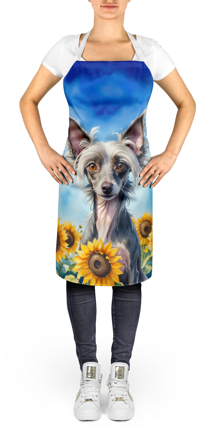 Buy this Chinese Crested in Sunflowers Apron