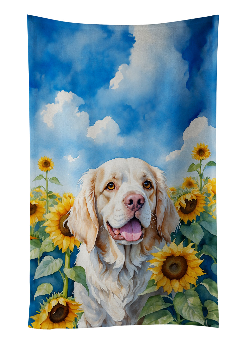 Buy this Clumber Spaniel in Sunflowers Kitchen Towel
