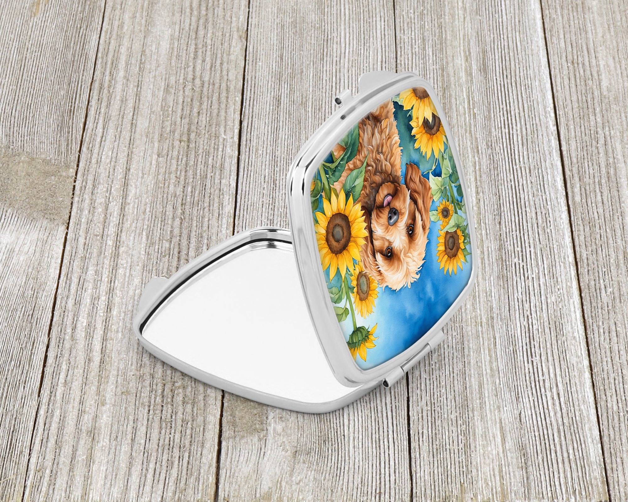 Cockapoo in Sunflowers Compact Mirror