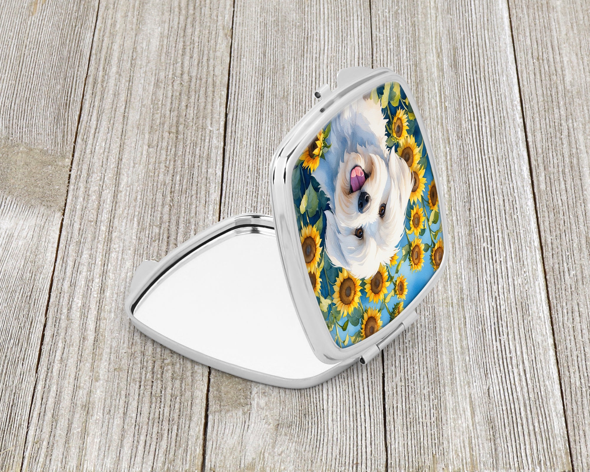 Buy this Coton de Tulear in Sunflowers Compact Mirror