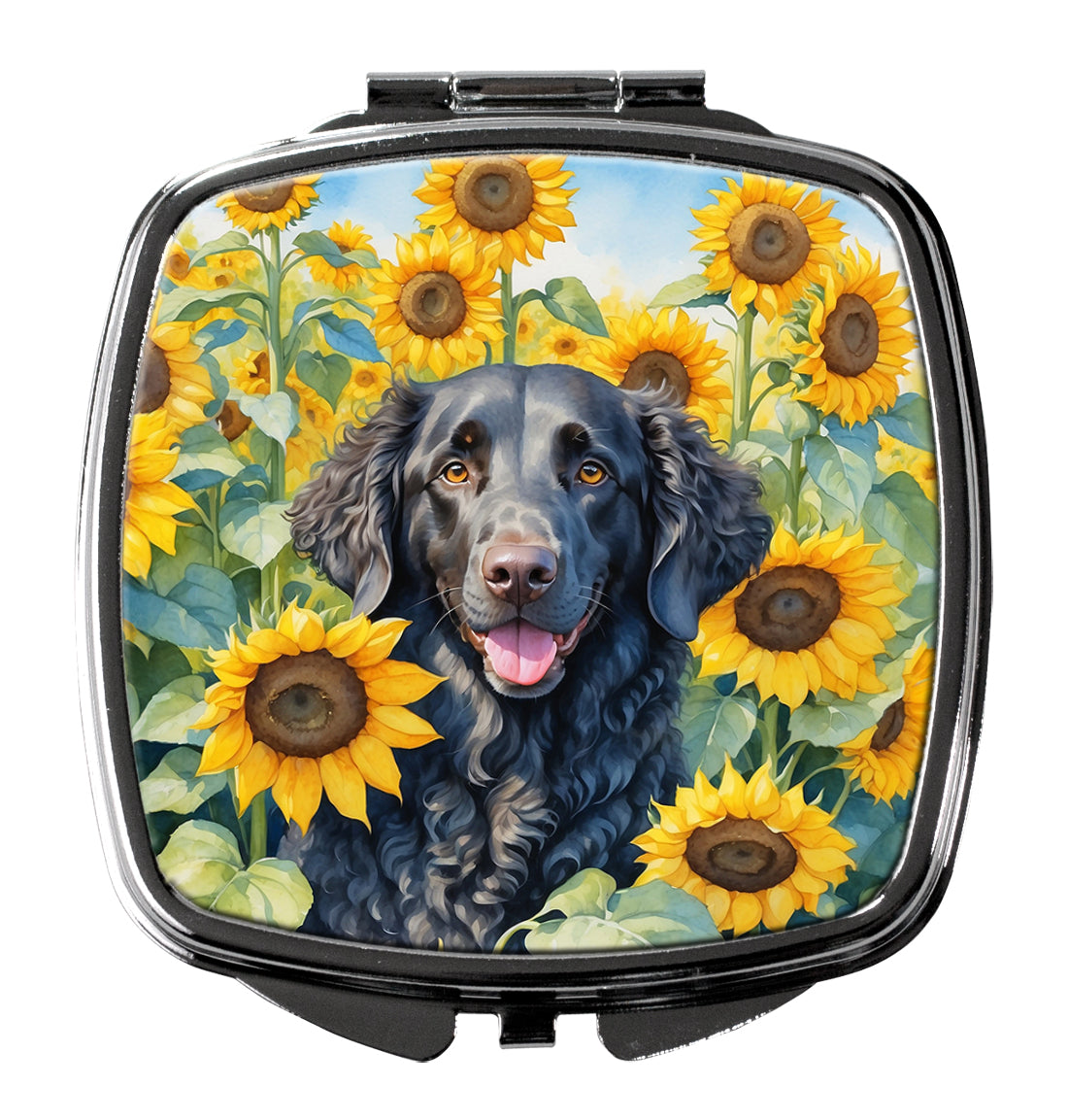 Buy this Curly-Coated Retriever in Sunflowers Compact Mirror