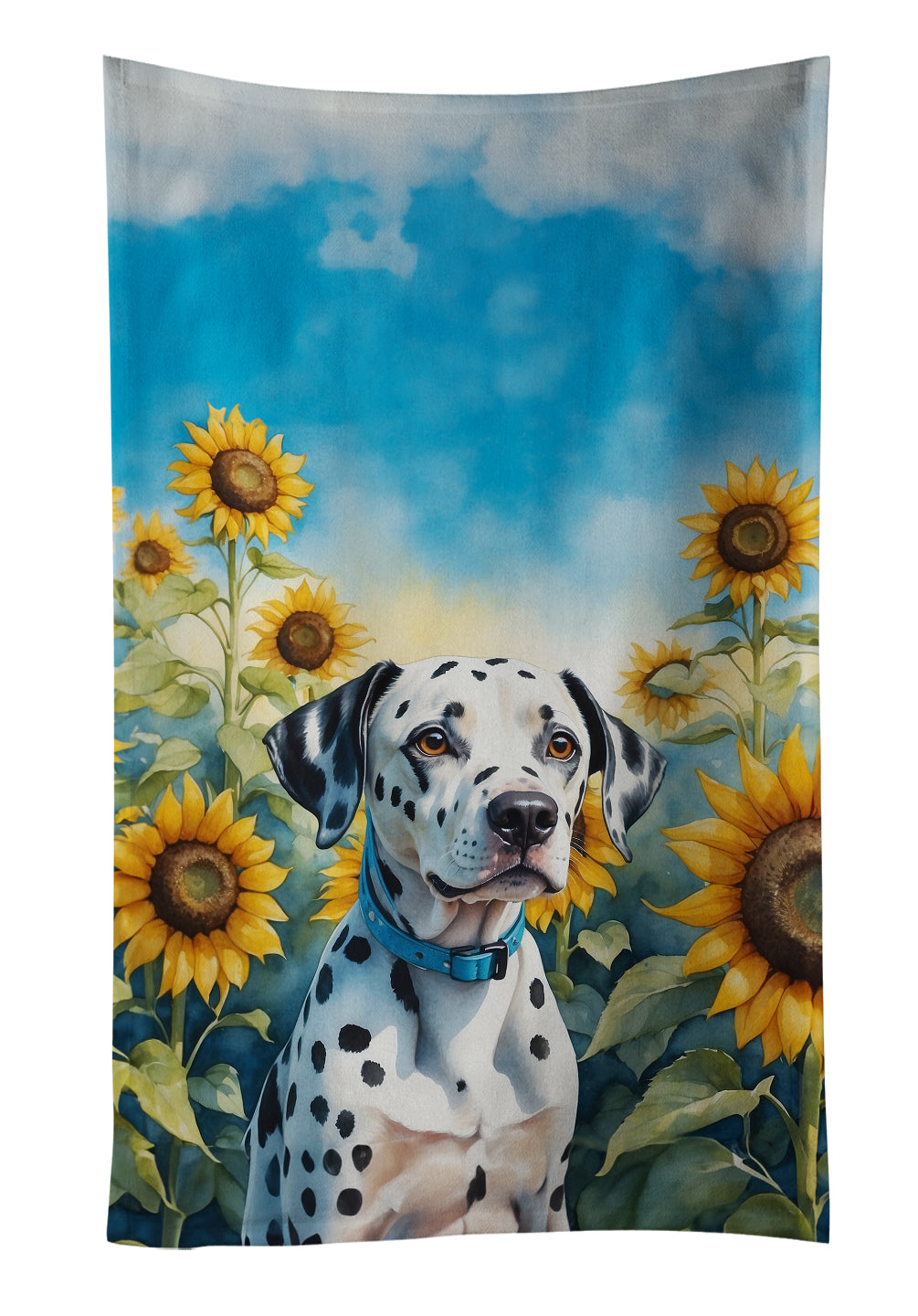 Buy this Dalmatian in Sunflowers Kitchen Towel