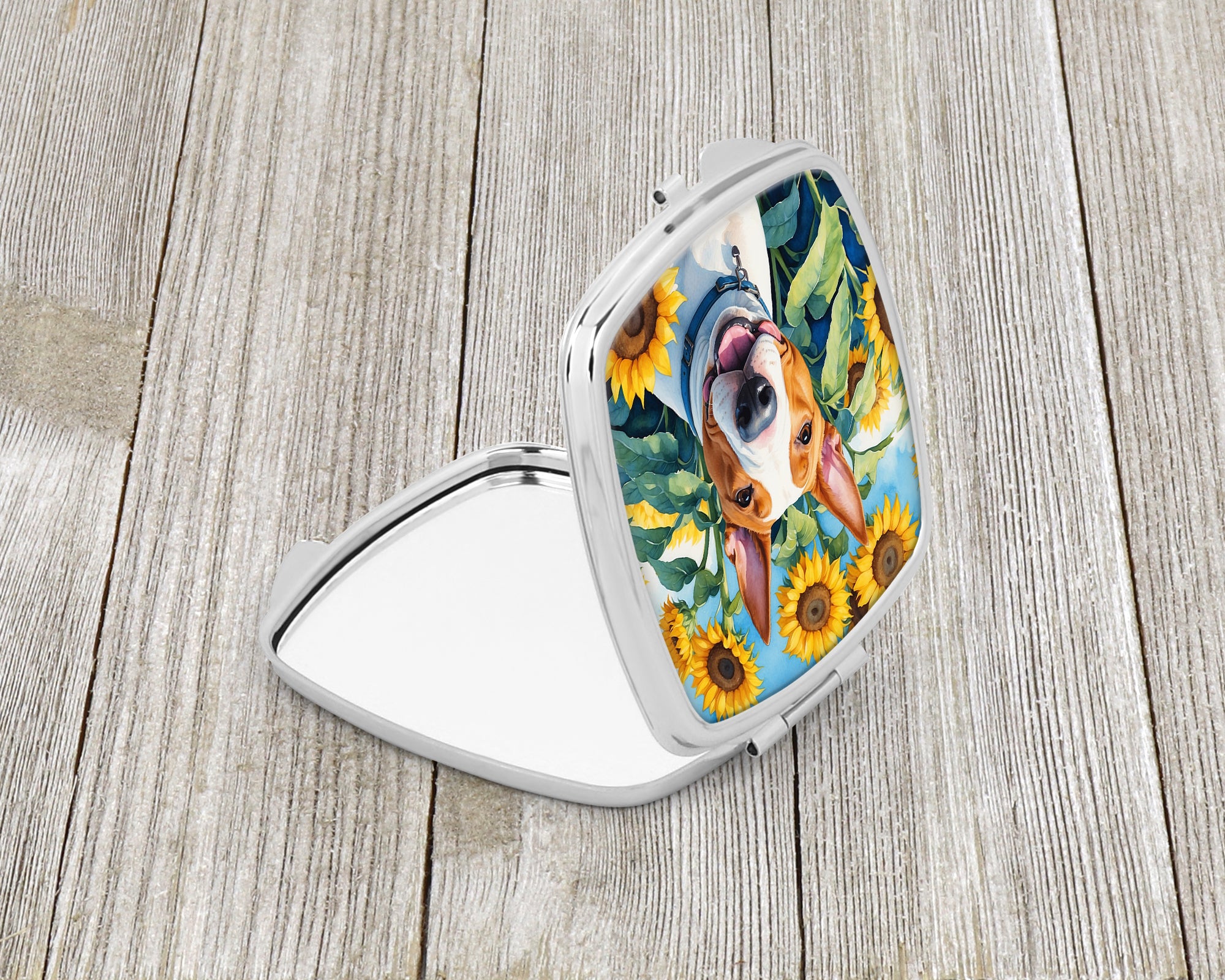 Buy this English Bull Terrier in Sunflowers Compact Mirror