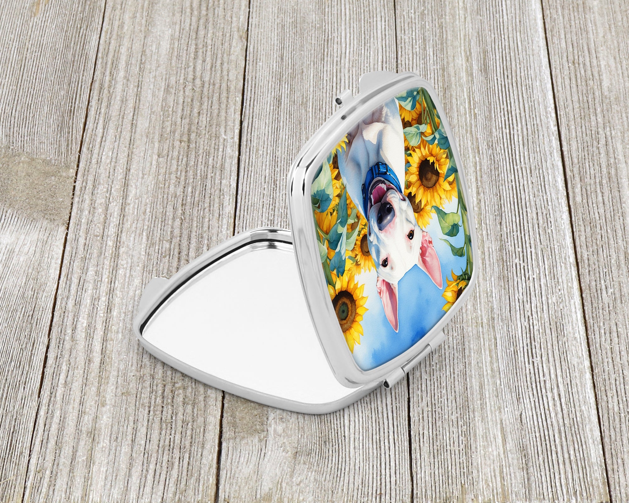 Buy this English Bull Terrier in Sunflowers Compact Mirror